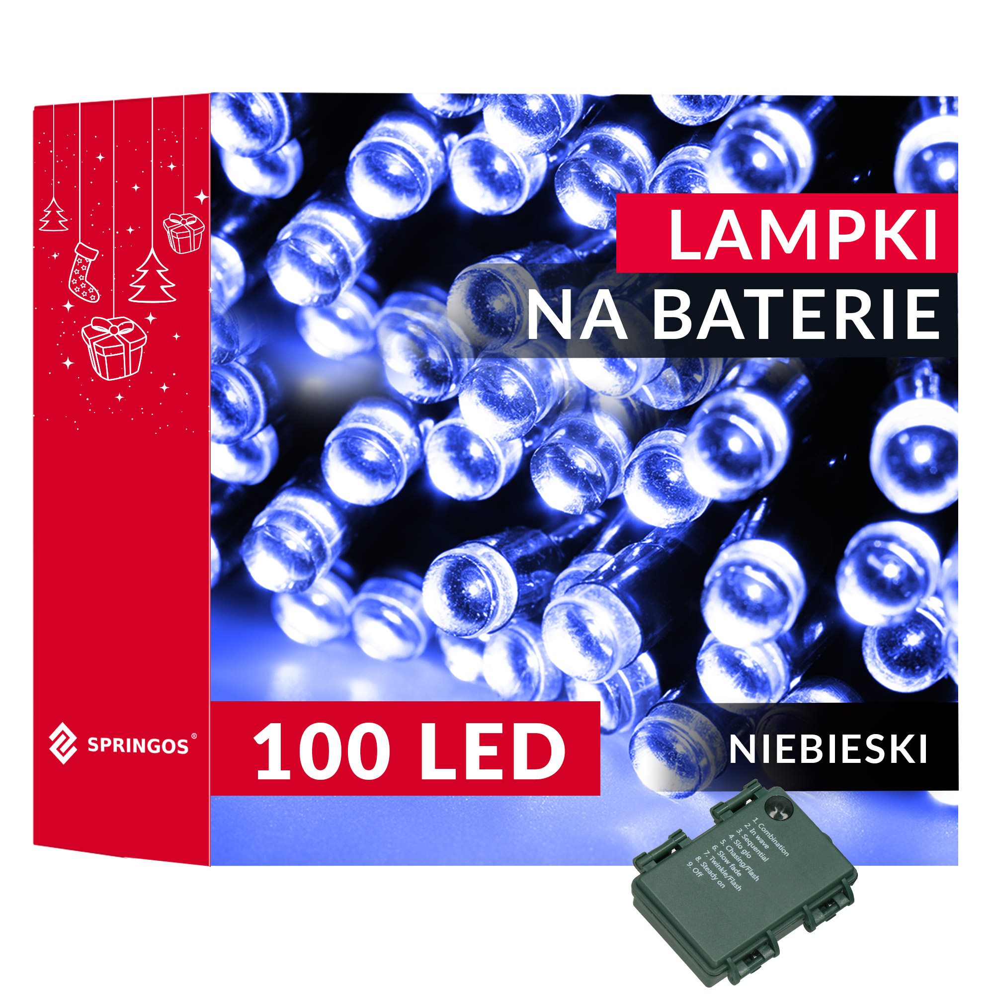 Baterinės led lemputės, 100 diodų, laikmatis, 10,5 m