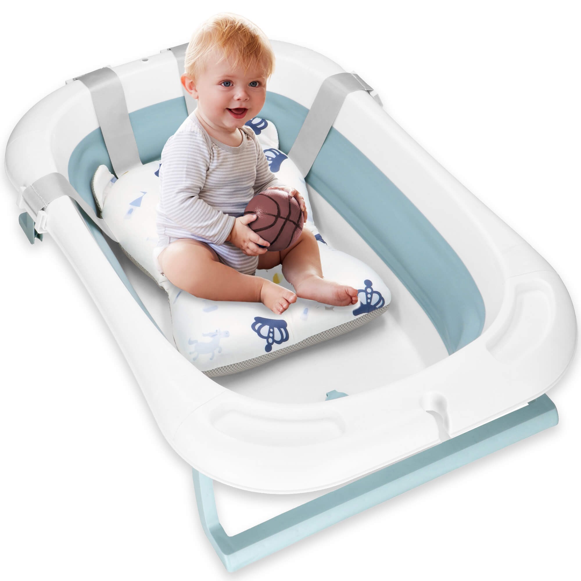 Kūdikio vonelė springos sb0063, sulankstoma, su termometru ir pagalve, 35 l 2