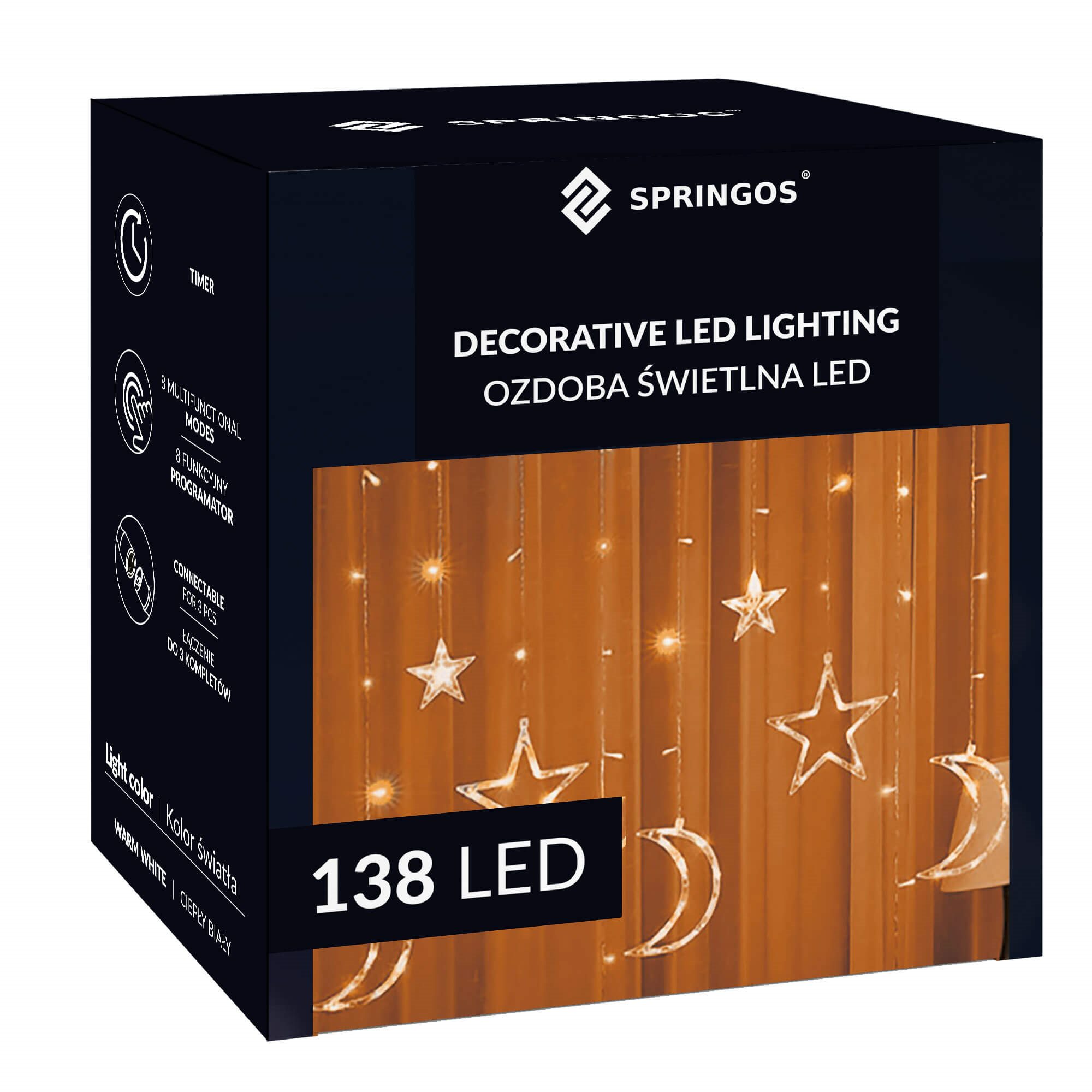 Kalėdinės lemputės springos su šiltai baltais led, 4,9 m 2