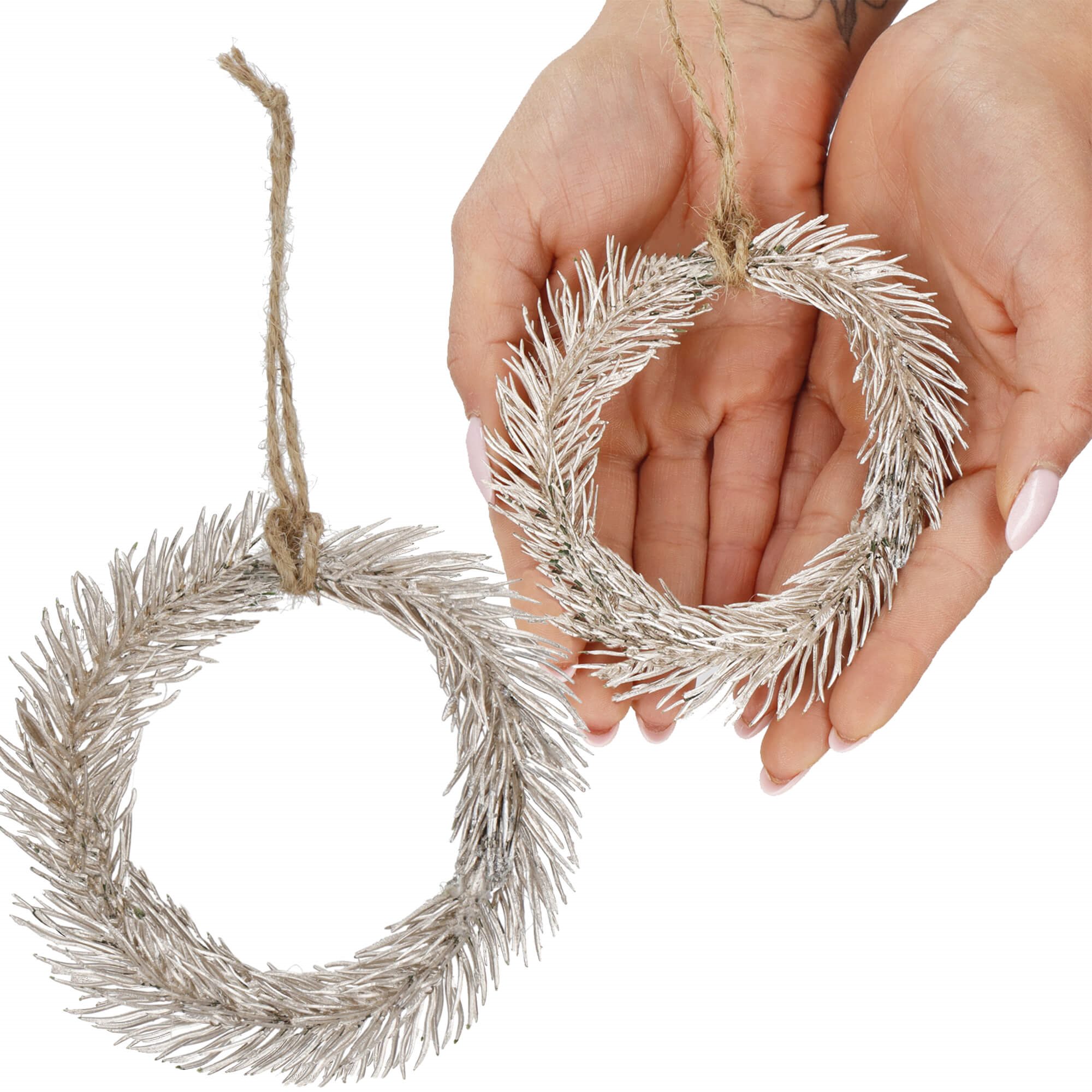 Dekoratyvinė šaka springos, 10 cm, ruda/žalia/sidabrinė