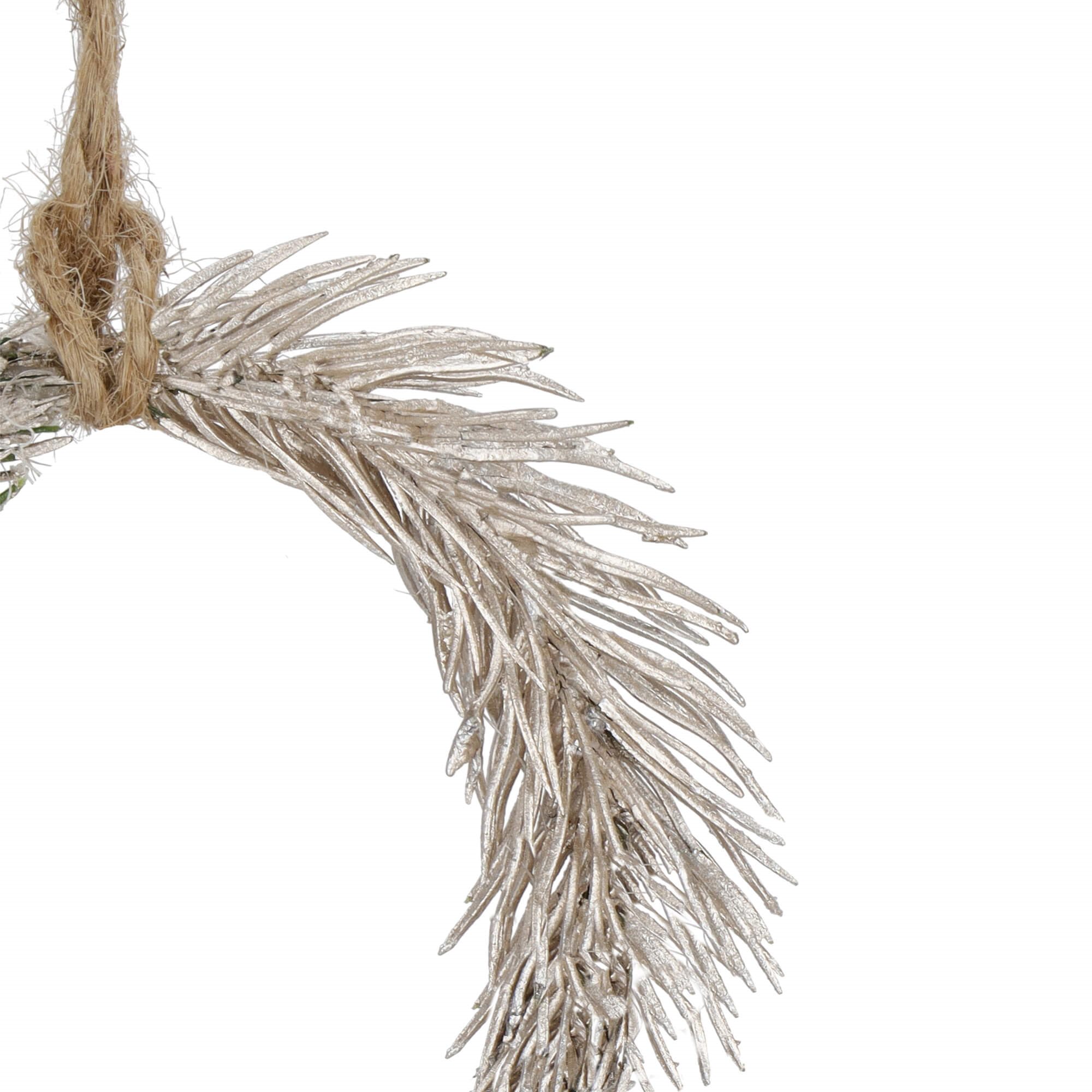 Dekoratyvinė šaka springos, 10 cm, ruda/žalia/sidabrinė