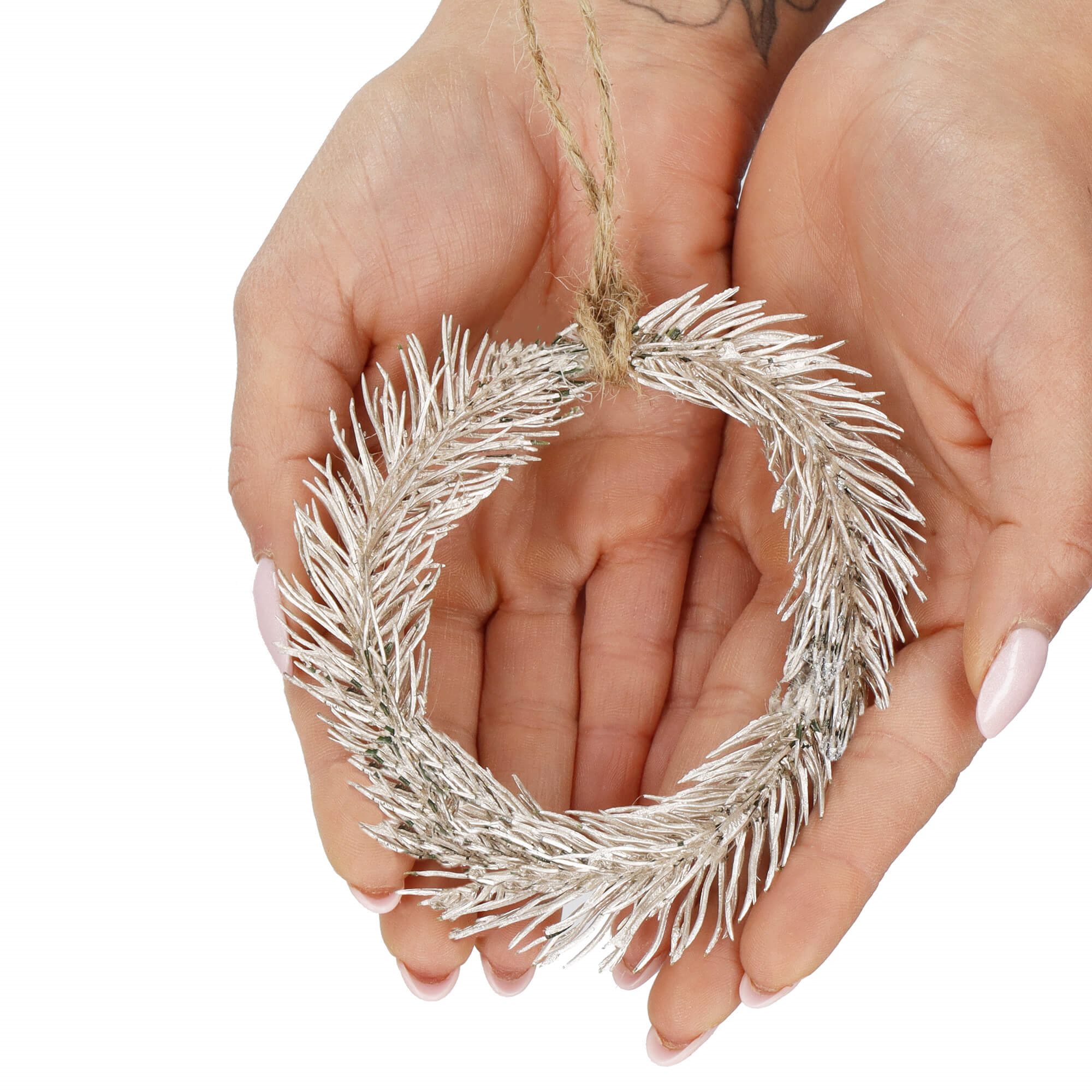 Dekoratyvinė šaka springos, 10 cm, ruda/žalia/sidabrinė