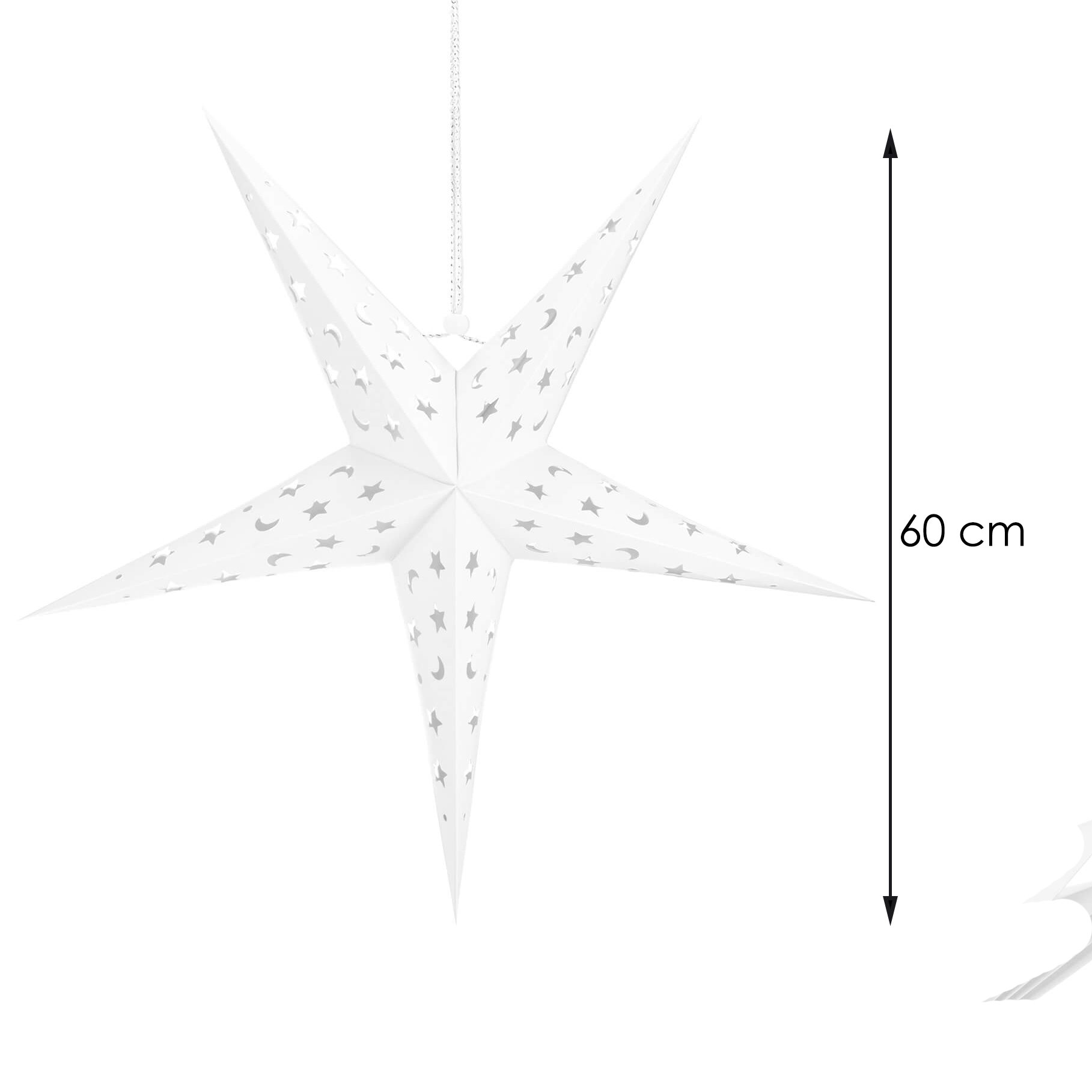 Kalėdinė žvaigždės formos girlianda springos, 60 cm