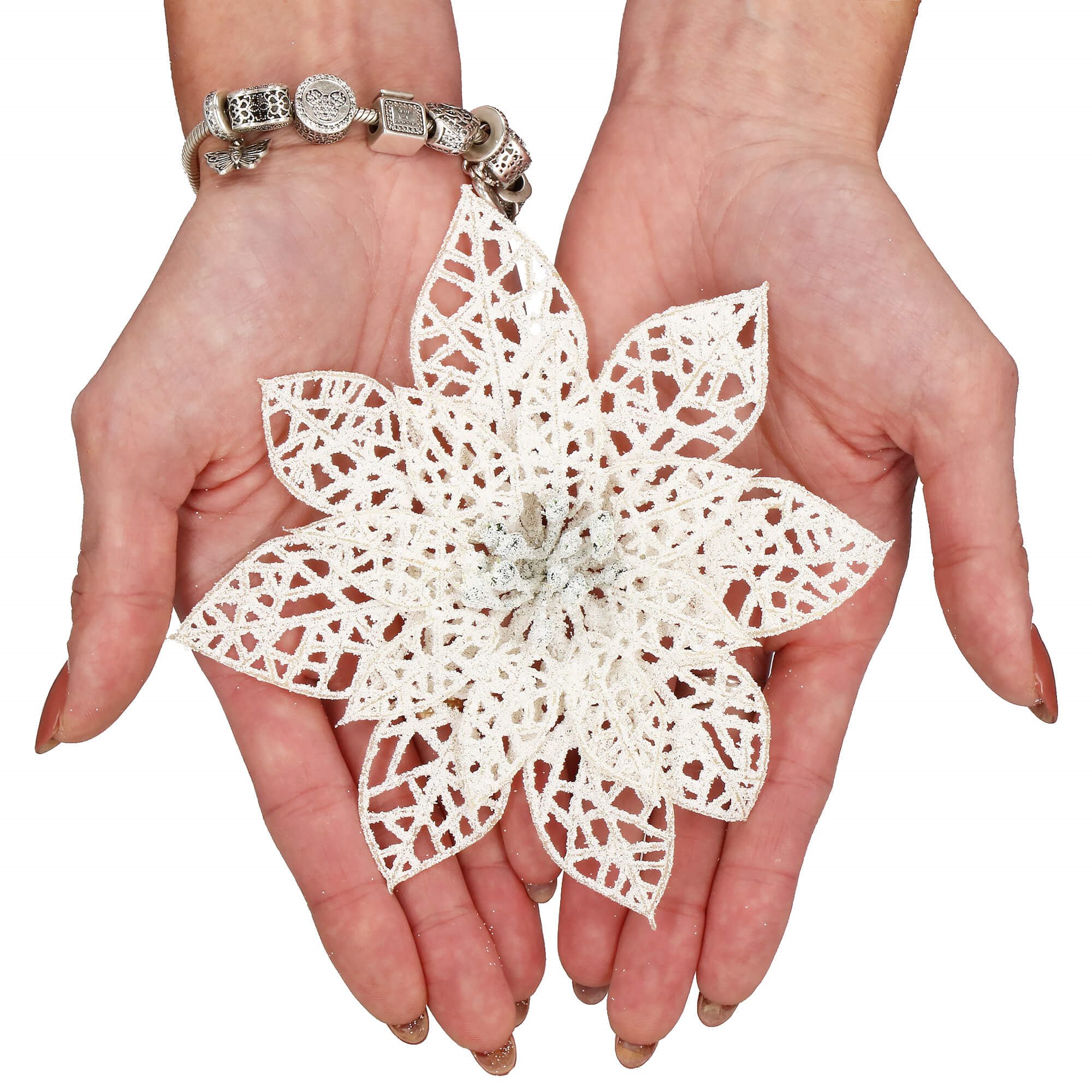 Kalėdinė dekoracija springos poinsettia 14x14 cm