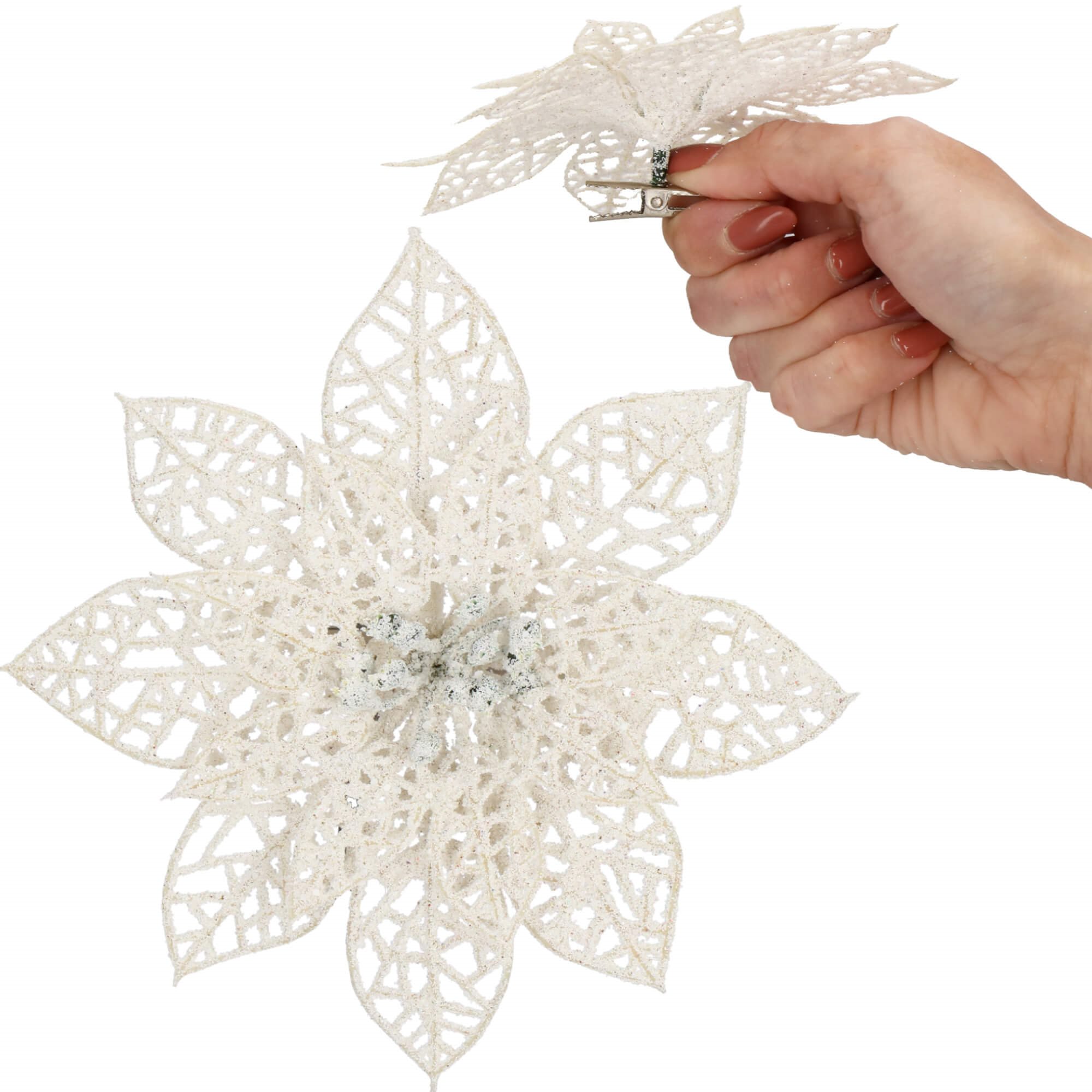Kalėdinė dekoracija springos poinsettia 14x14 cm