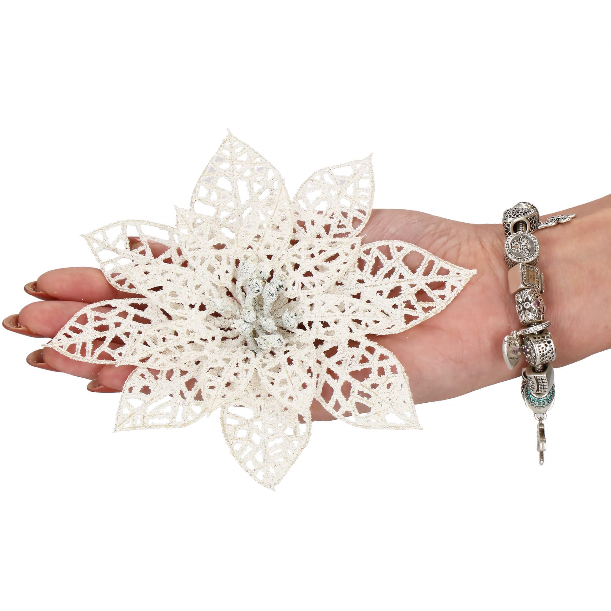 Kalėdinė dekoracija springos poinsettia 14x14 cm 2
