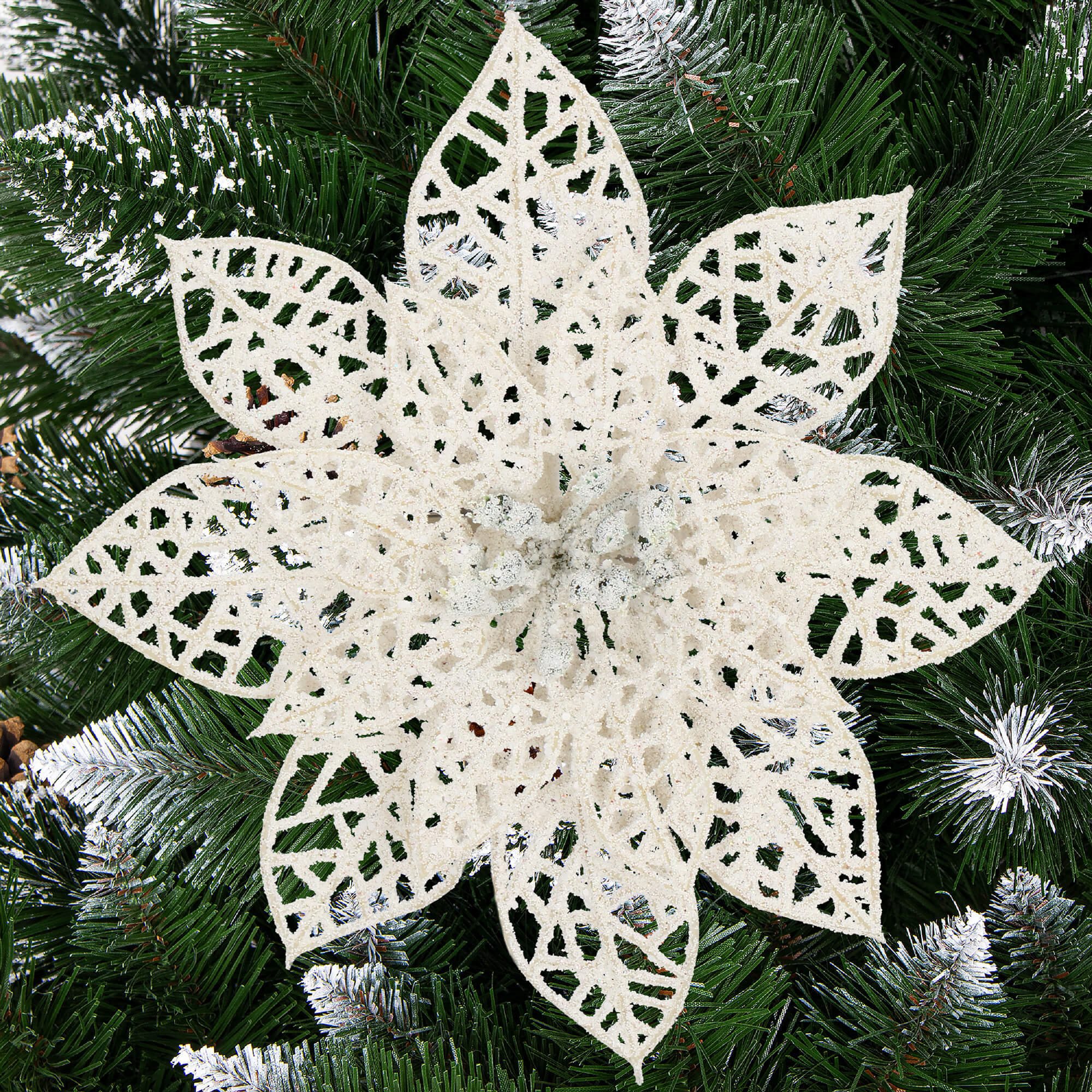 Kalėdinė dekoracija springos poinsettia 14x14 cm