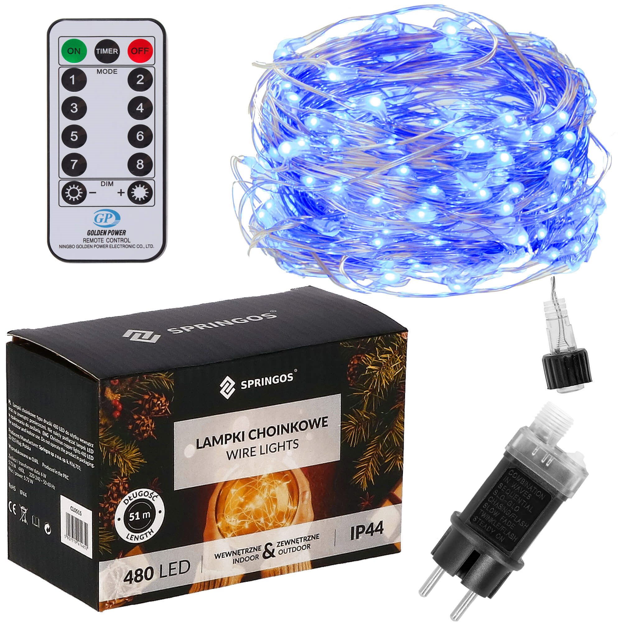 Kalėdinės girliandos su 480 led lemputėmis, 48 m, mėlynos