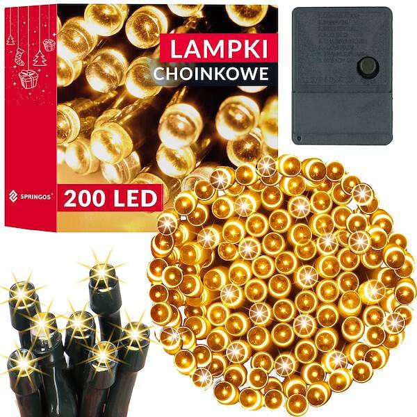Kalėdų girlianda springos 200 led 15,5 m šiltai balta