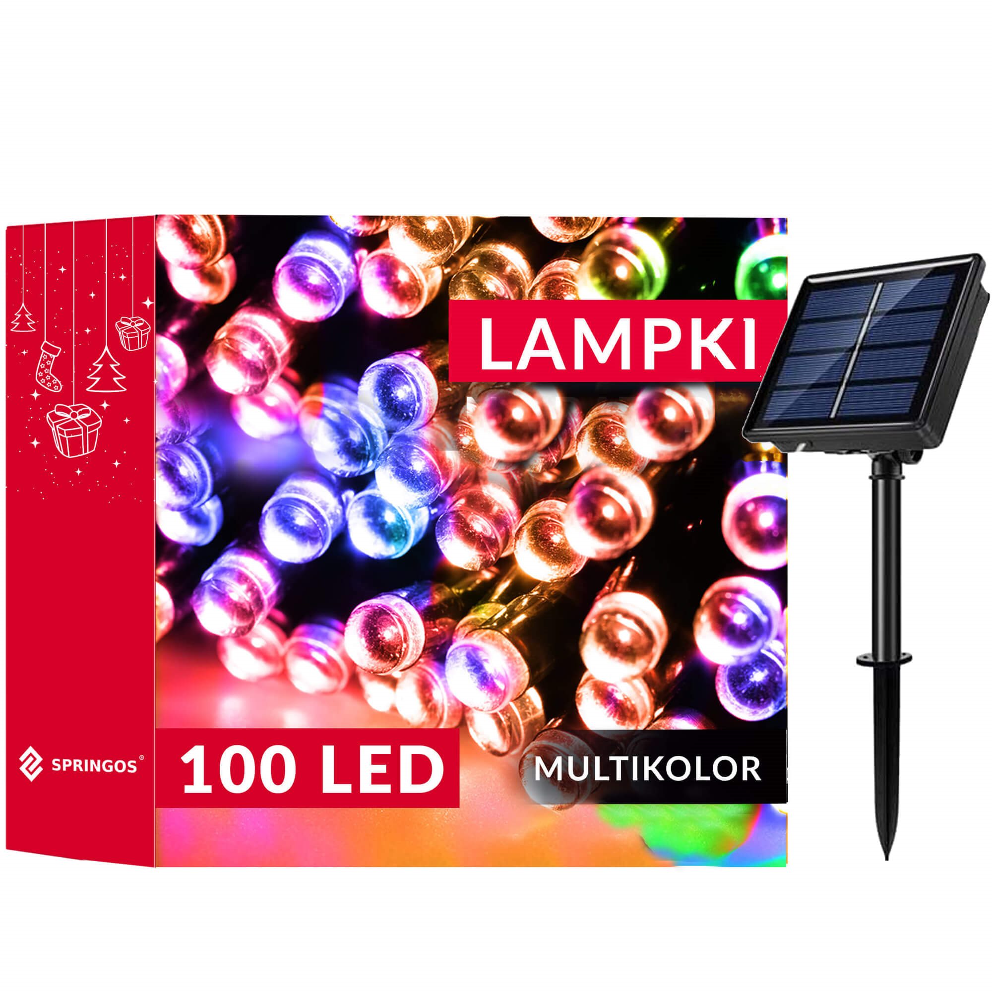 Kalėdinės lemputės springos cl4149 su saulės baterija, 12 m
