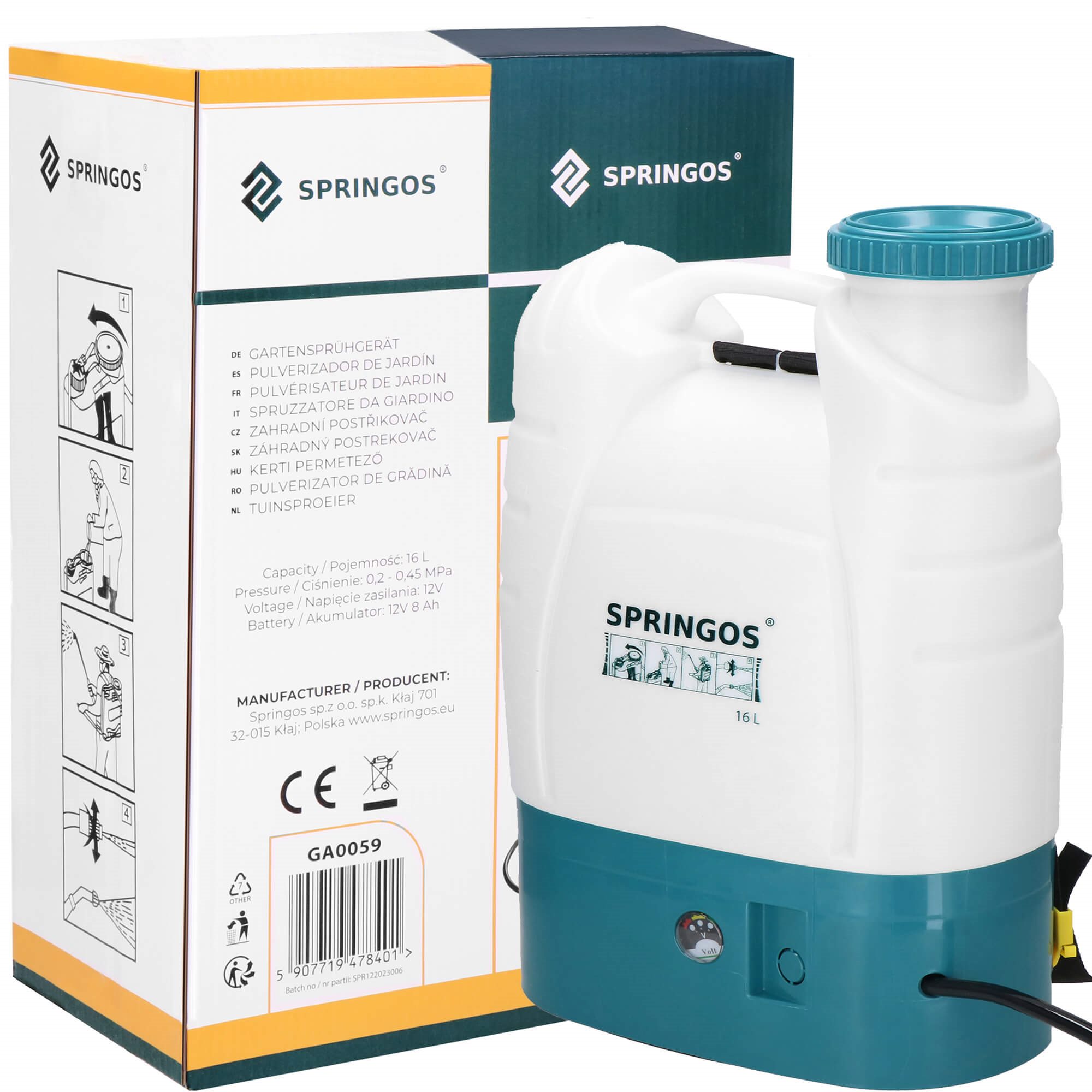 Elektrinis sodo purkštuvas springos ga0059, 16l