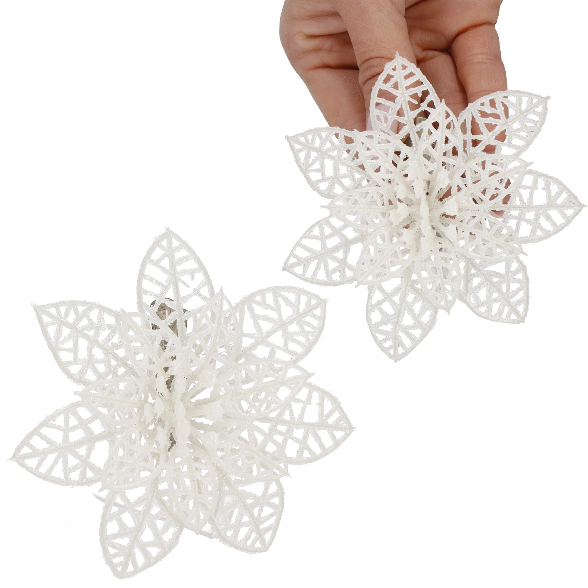 Kalėdinė dekoracija „poinsettia“ springos 10x10 cm