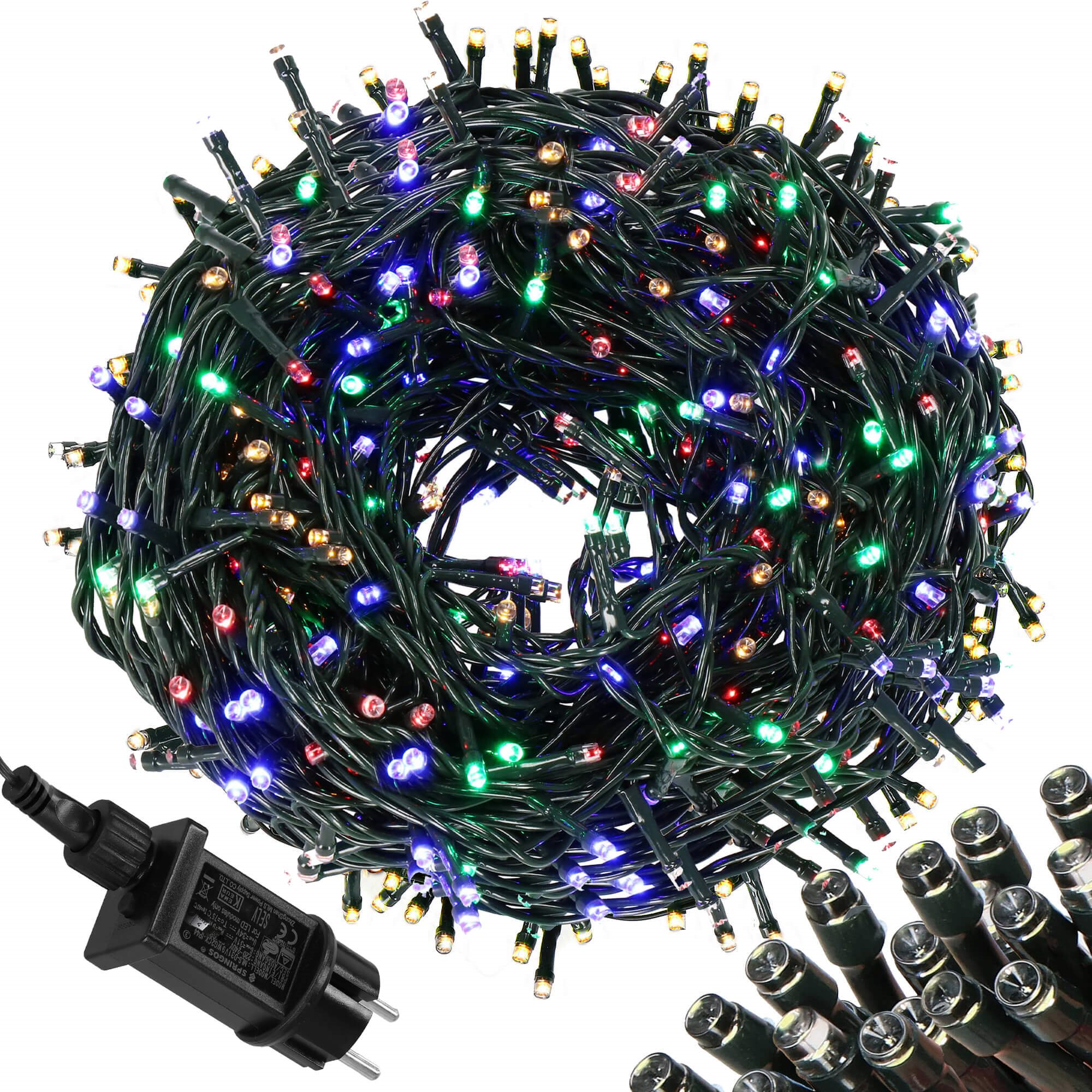 Kalėdų eglutės girlianda springos 500 led 27,5 m su 8 apšvietimo režimais