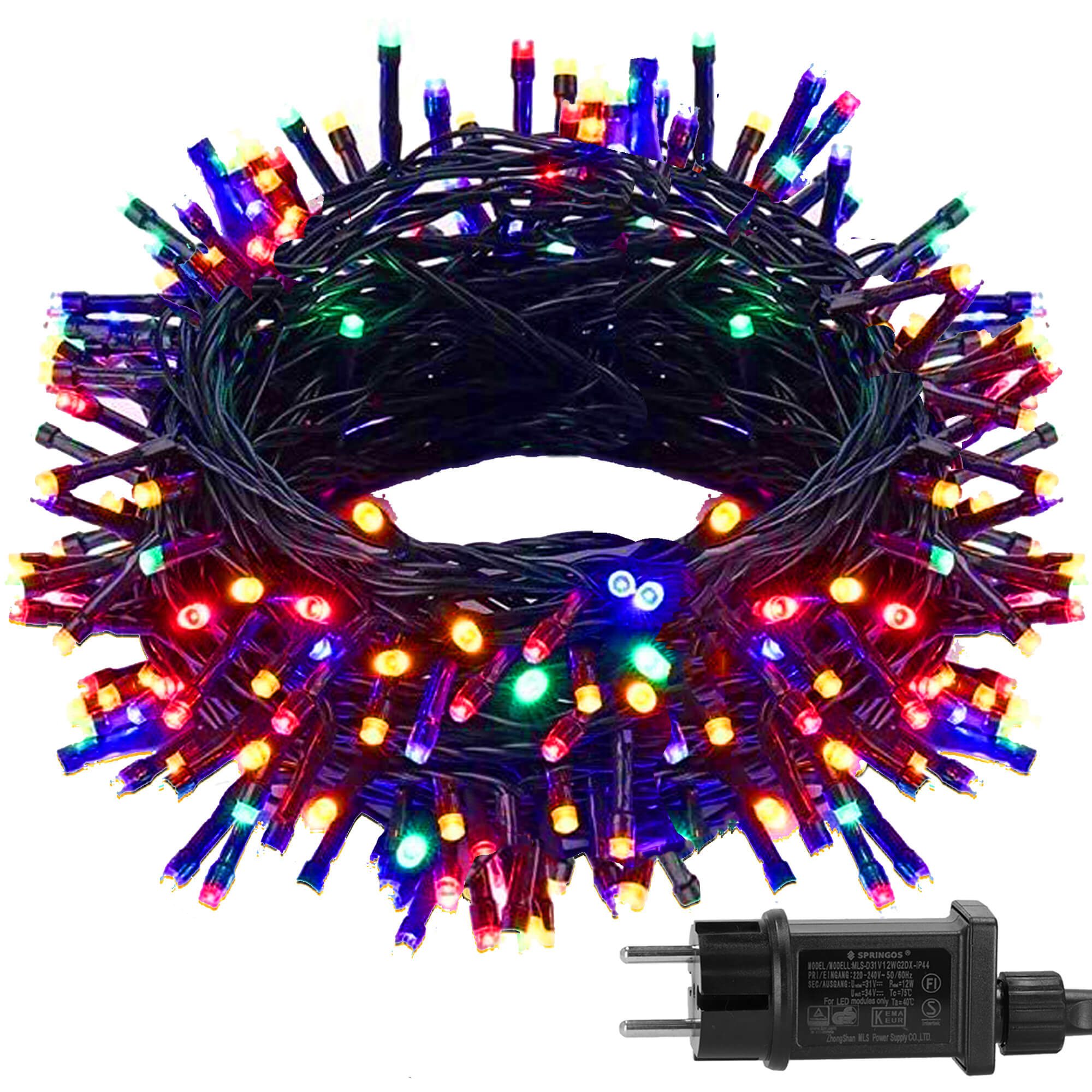 Kalėdų eglutės girlianda springos 500 led 27,5 m su 8 apšvietimo režimais