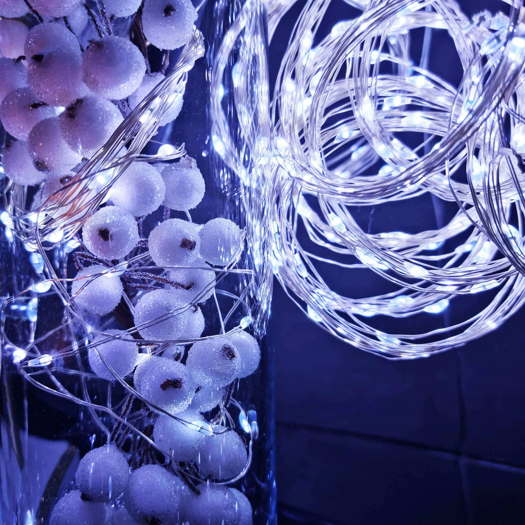 Kalėdinės lemputės springos 30 led 2 m šalta balta