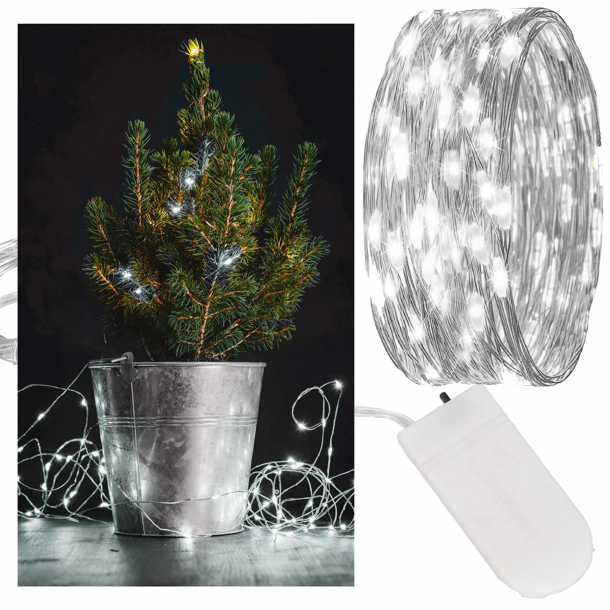 Kalėdinės lemputės springos 30 led 2 m šalta balta