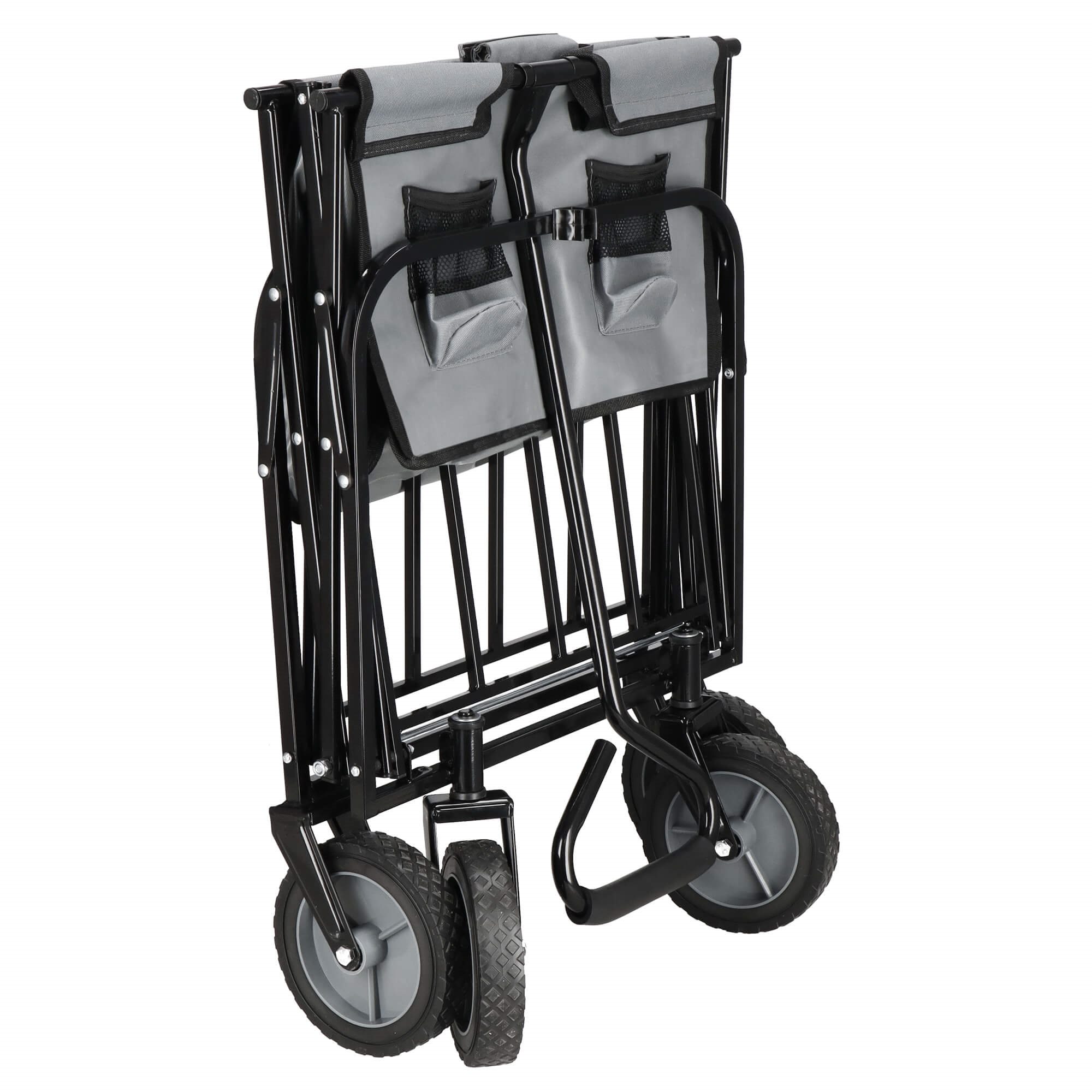 Sulankstomas vežimėlis springos, 80 kg talpa, juoda spalva