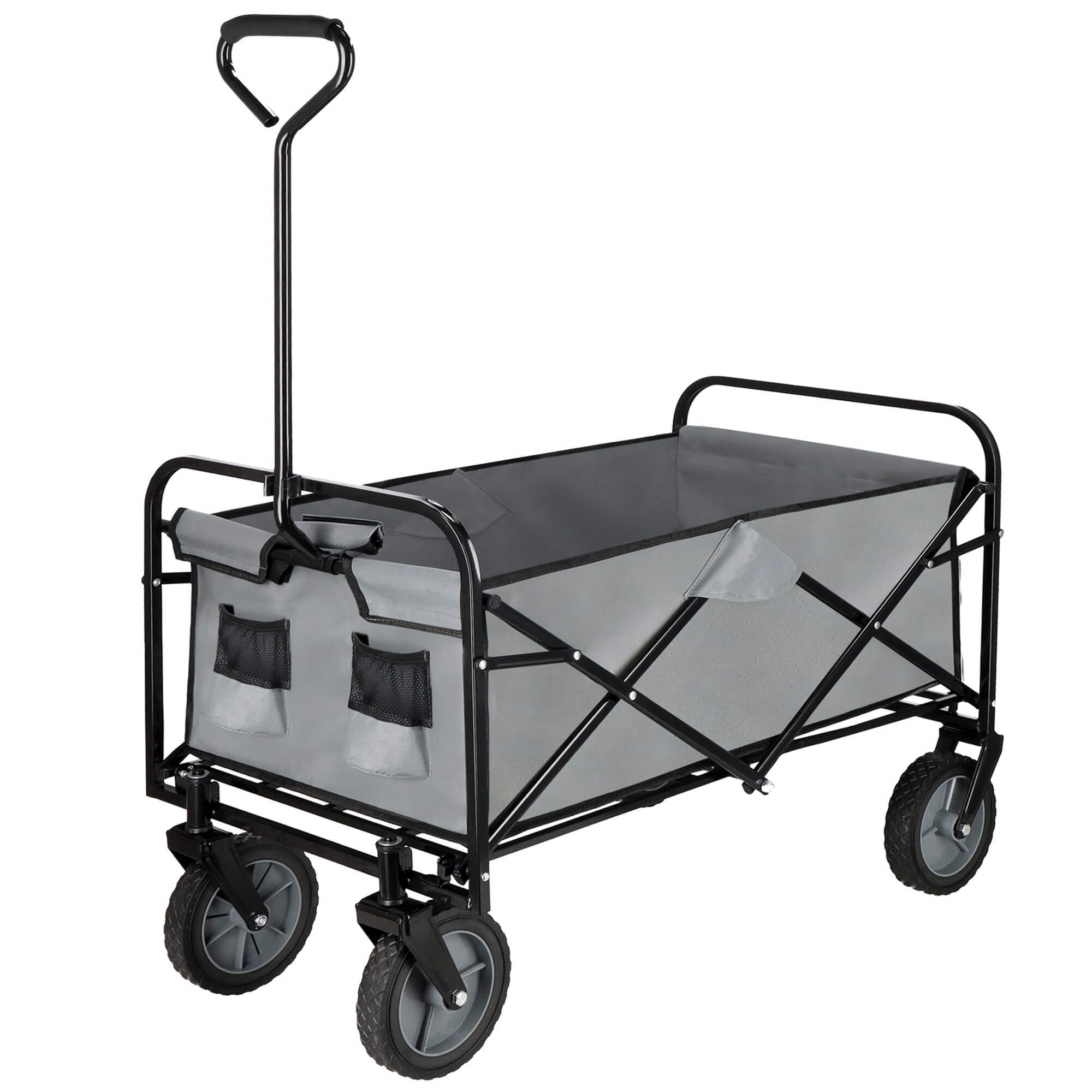 Sulankstomas vežimėlis springos, 80 kg talpa, juoda spalva