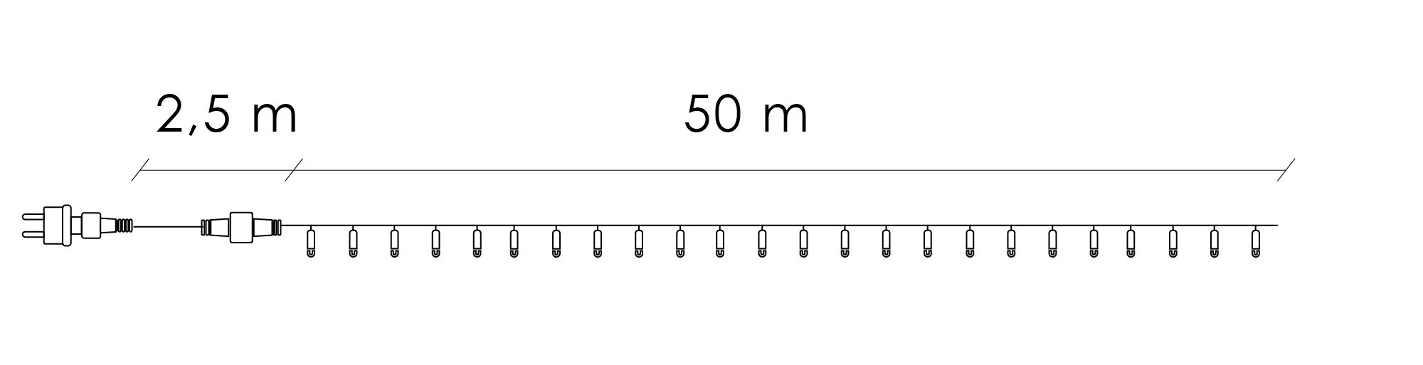 Kalėdinės lemputės Springos 1000 LED, 50 m, IP44