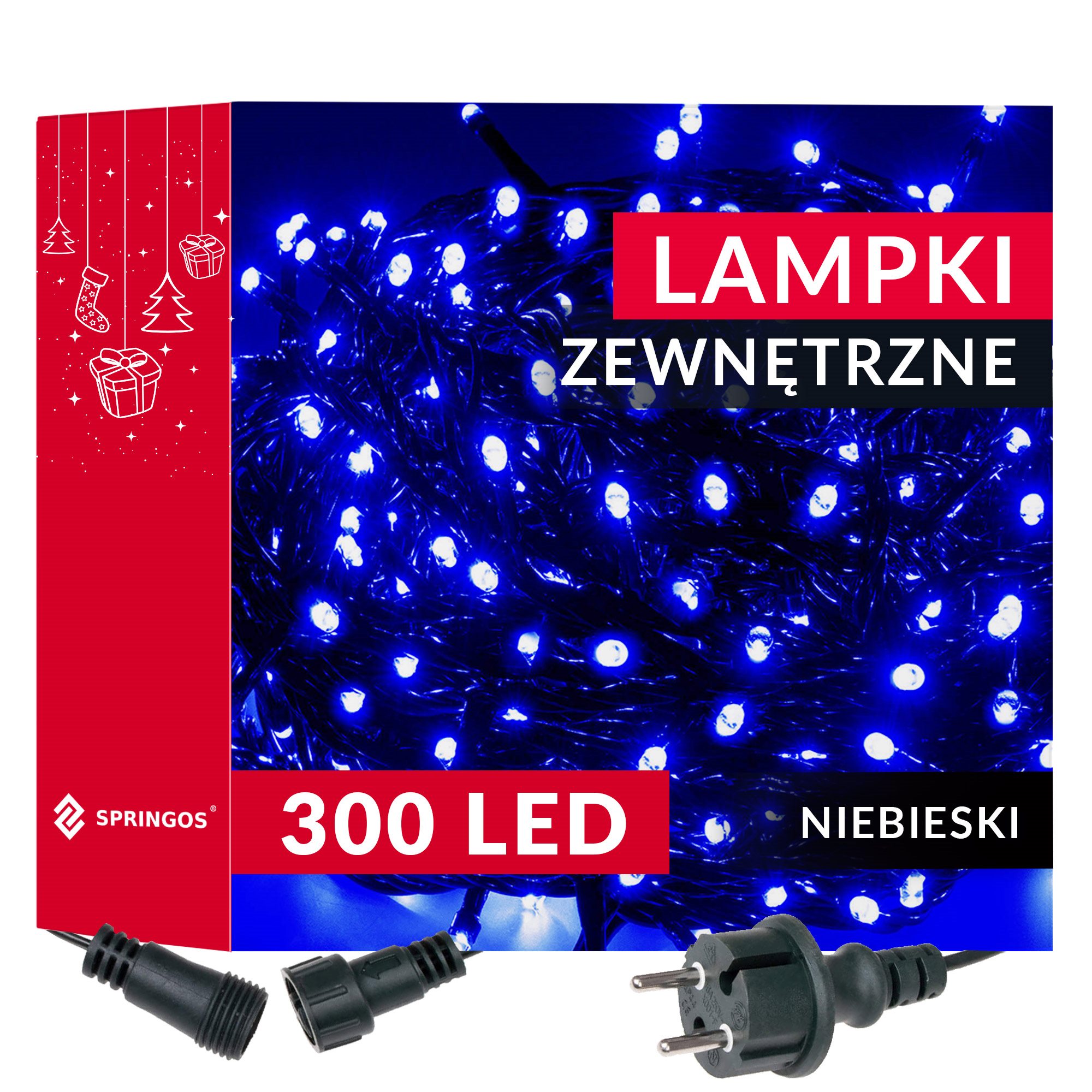 Kalėdiniai žibintai springos 300 led, 19,5 m, mėlyni