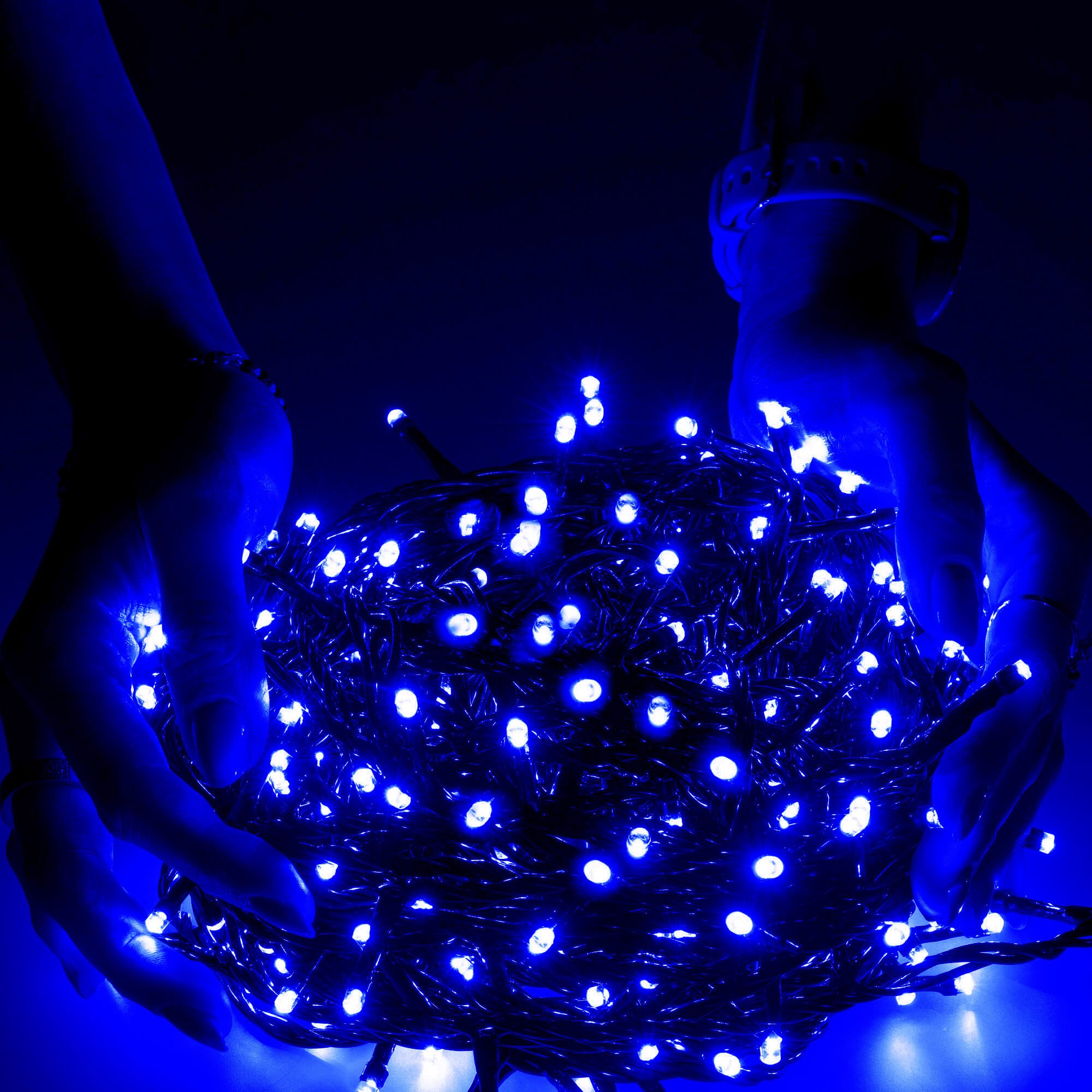 Kalėdiniai žibintai springos 300 led, 19,5 m, mėlyni 2