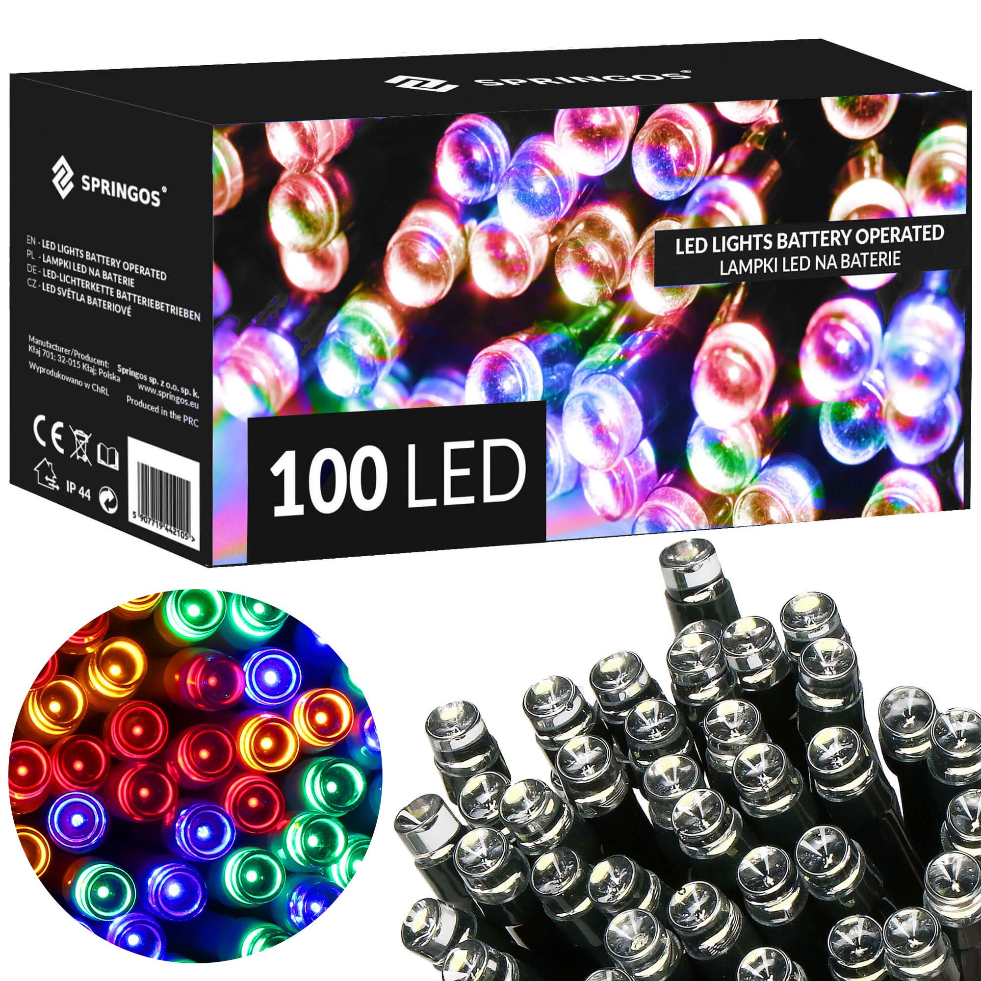 Led girlianda su laikmačiu, 100 diodų, daugiaspalvė, 10,5 m