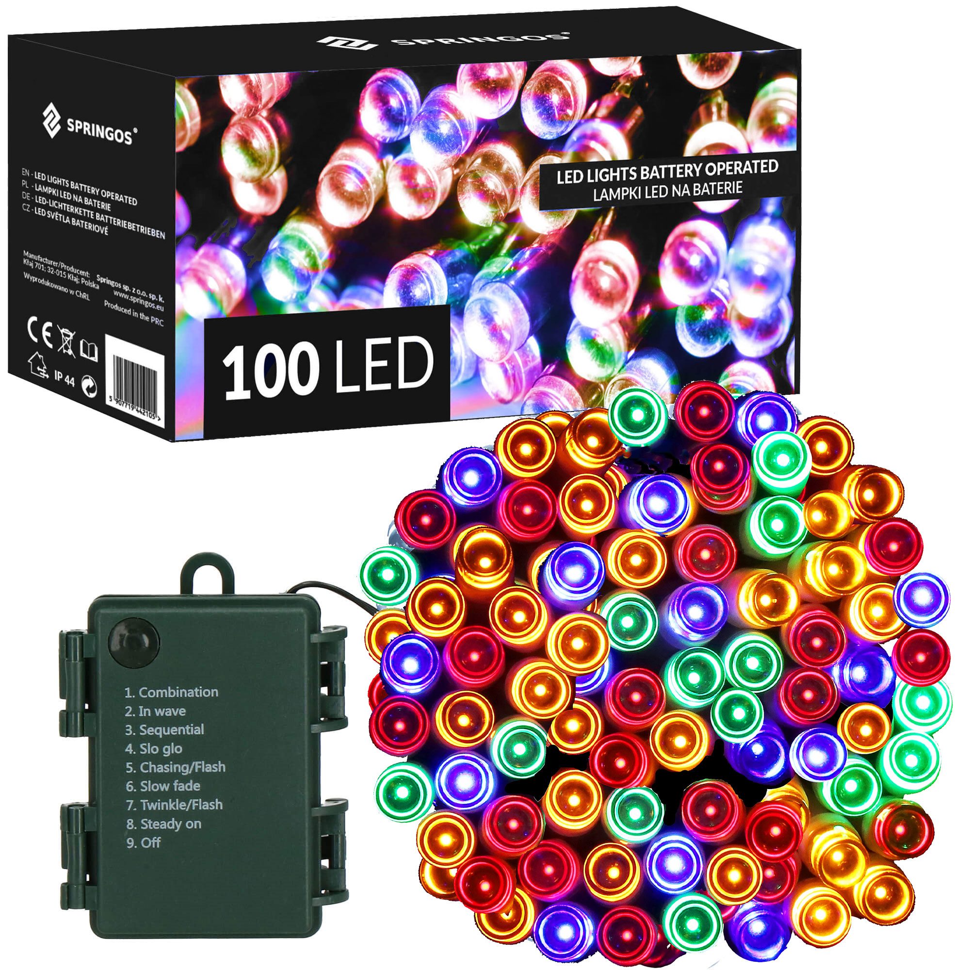Led girlianda su laikmačiu, 100 diodų, daugiaspalvė, 10,5 m