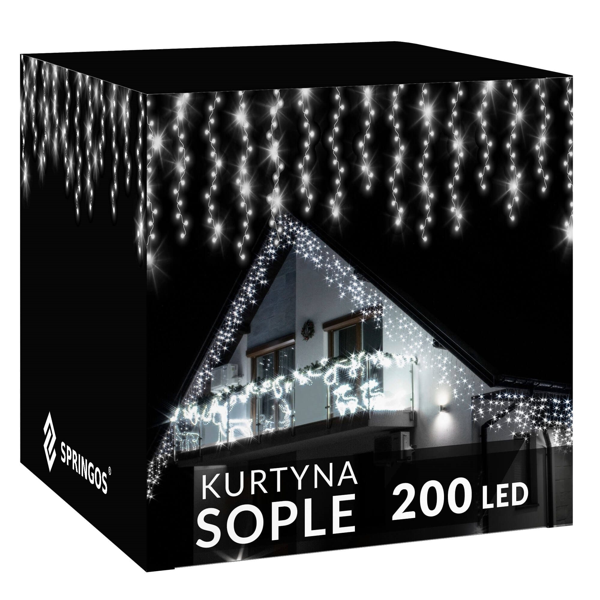 Kalėdinė girlianda su varvekliais, 200 led, 8 m