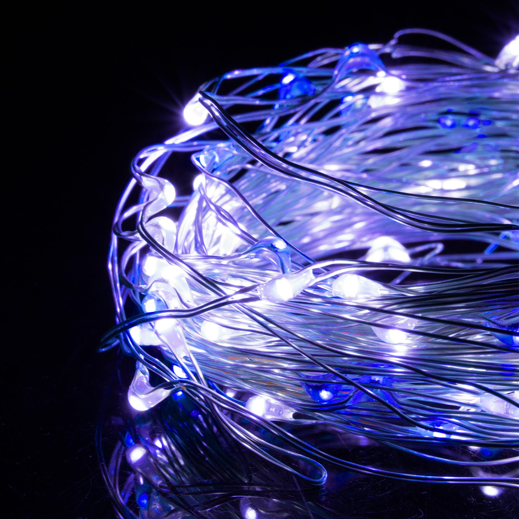 Mikrolempų girlianda su 100 led diodų, šalta balta + mėlyna, 9.9 m 2