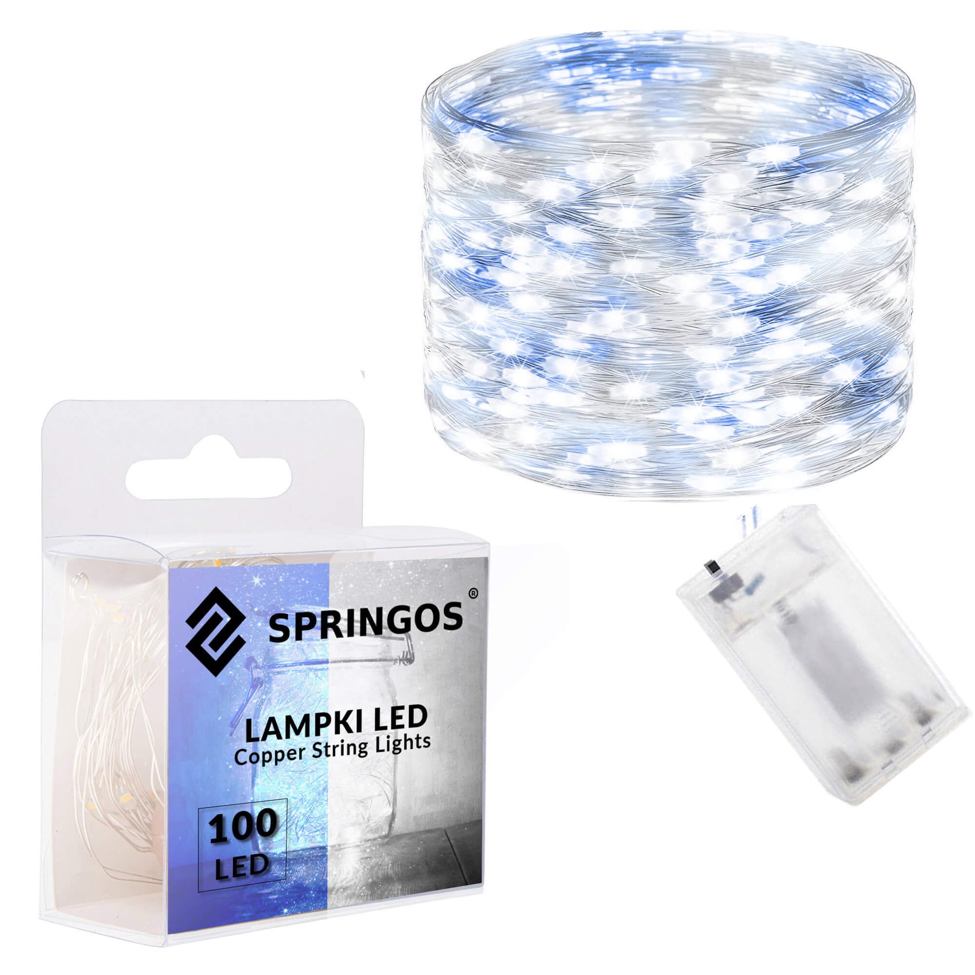 Mikrolempų girlianda su 100 led diodų, šalta balta + mėlyna, 9.9 m