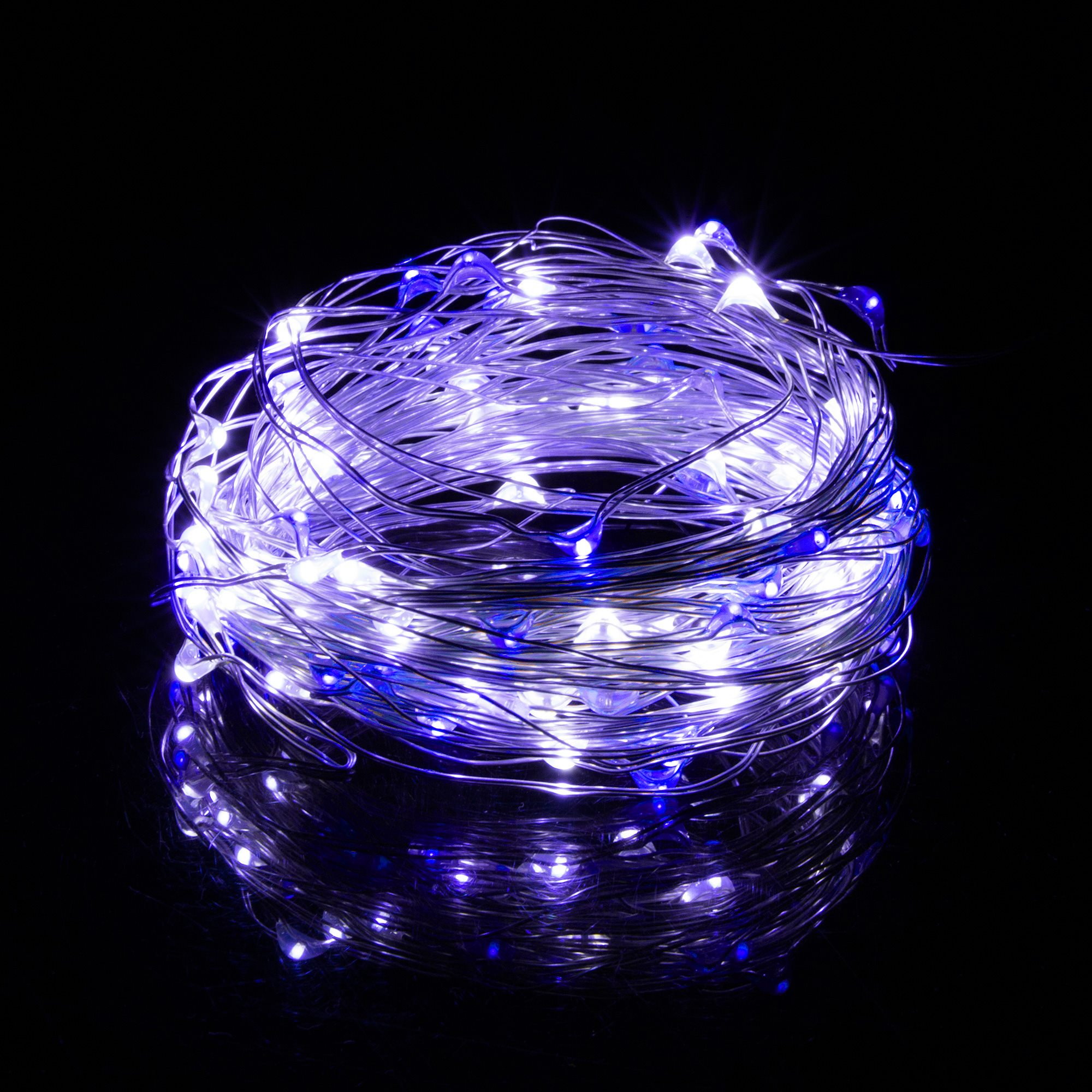Mikrolempų girlianda su 100 led diodų, šalta balta + mėlyna, 9.9 m