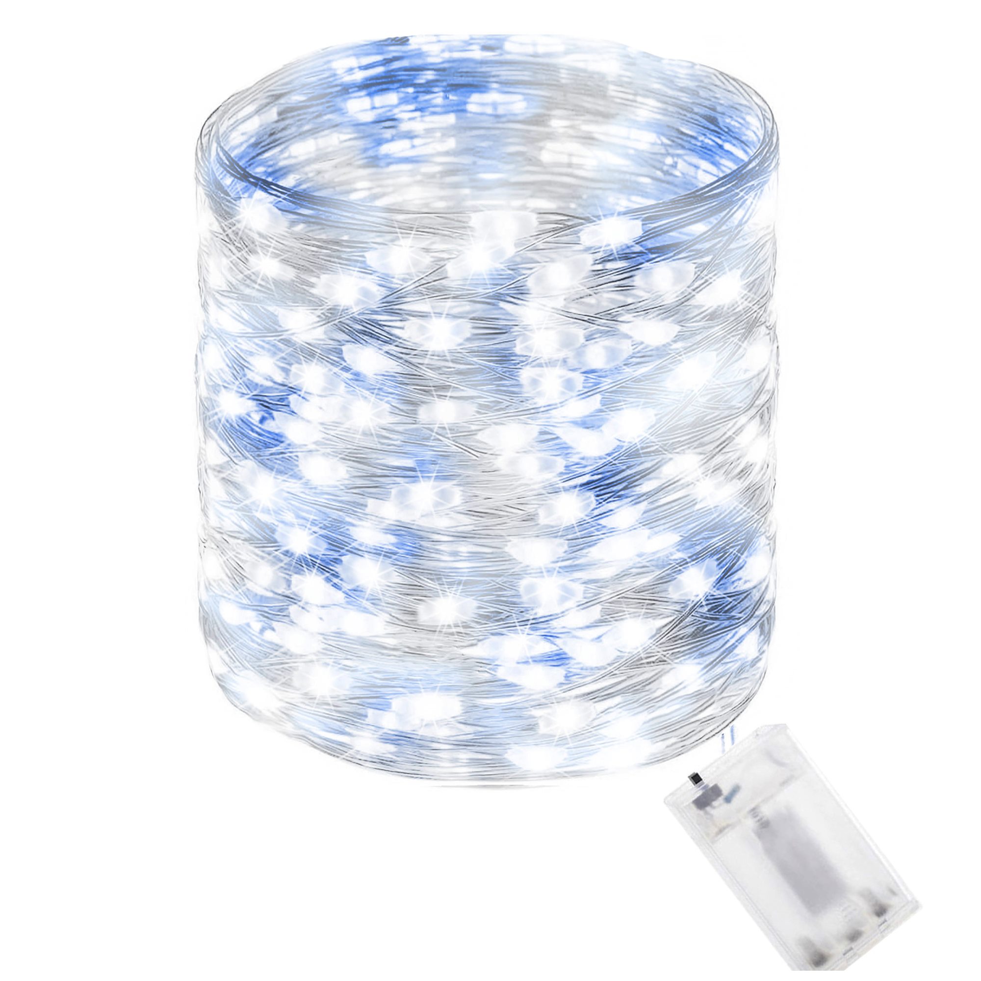 Mikrolempų girlianda su 100 led diodų, šalta balta + mėlyna, 9.9 m