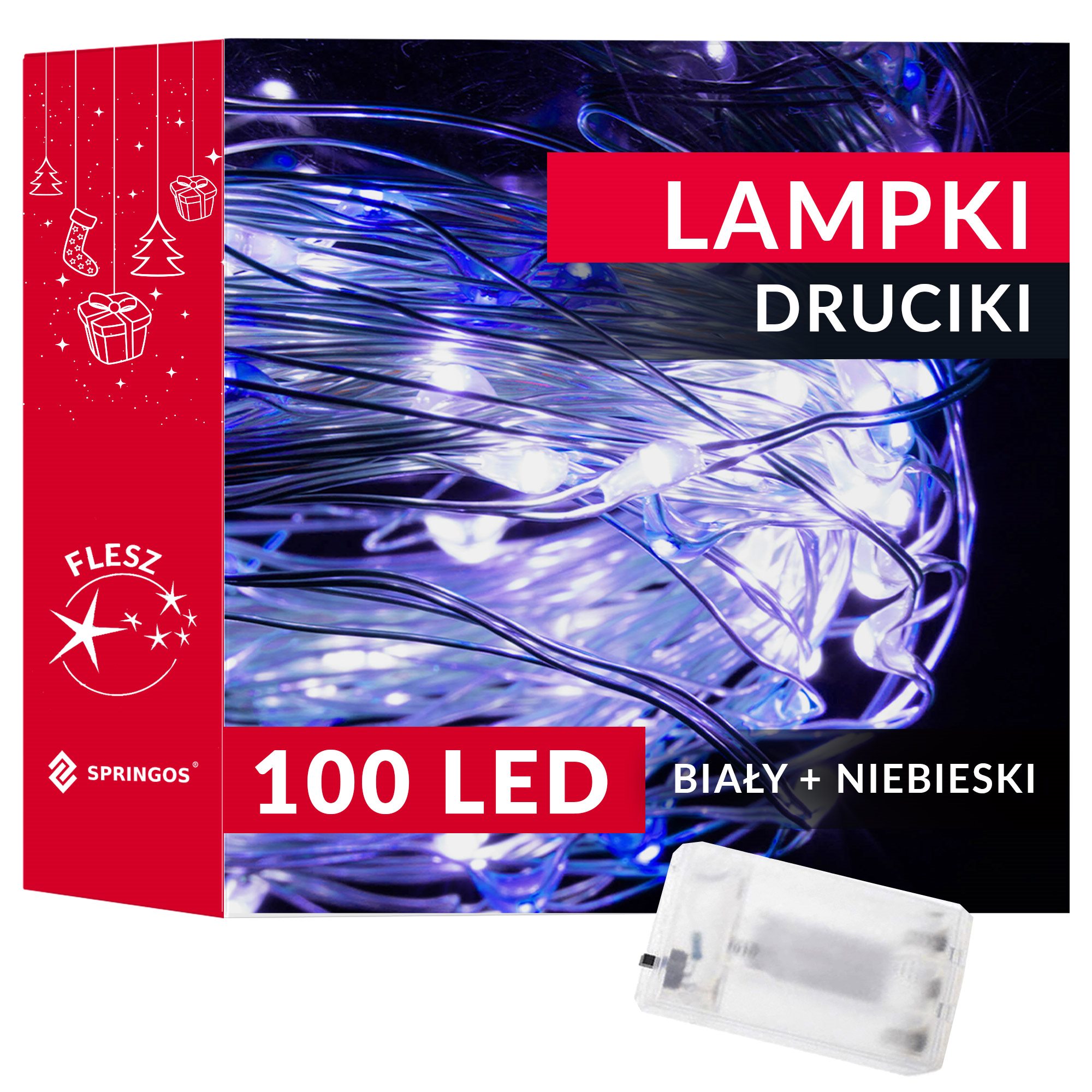 Mikrolempų girlianda su 100 led diodų, šalta balta + mėlyna, 9.9 m