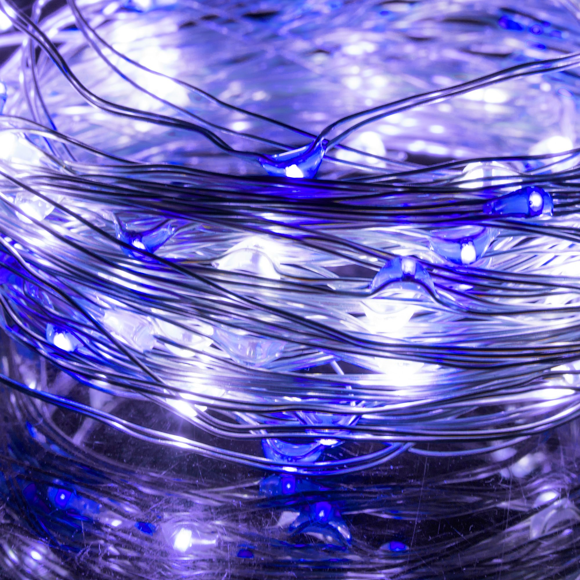 Mikrolempų girlianda su 100 led diodų, šalta balta + mėlyna, 9.9 m 1