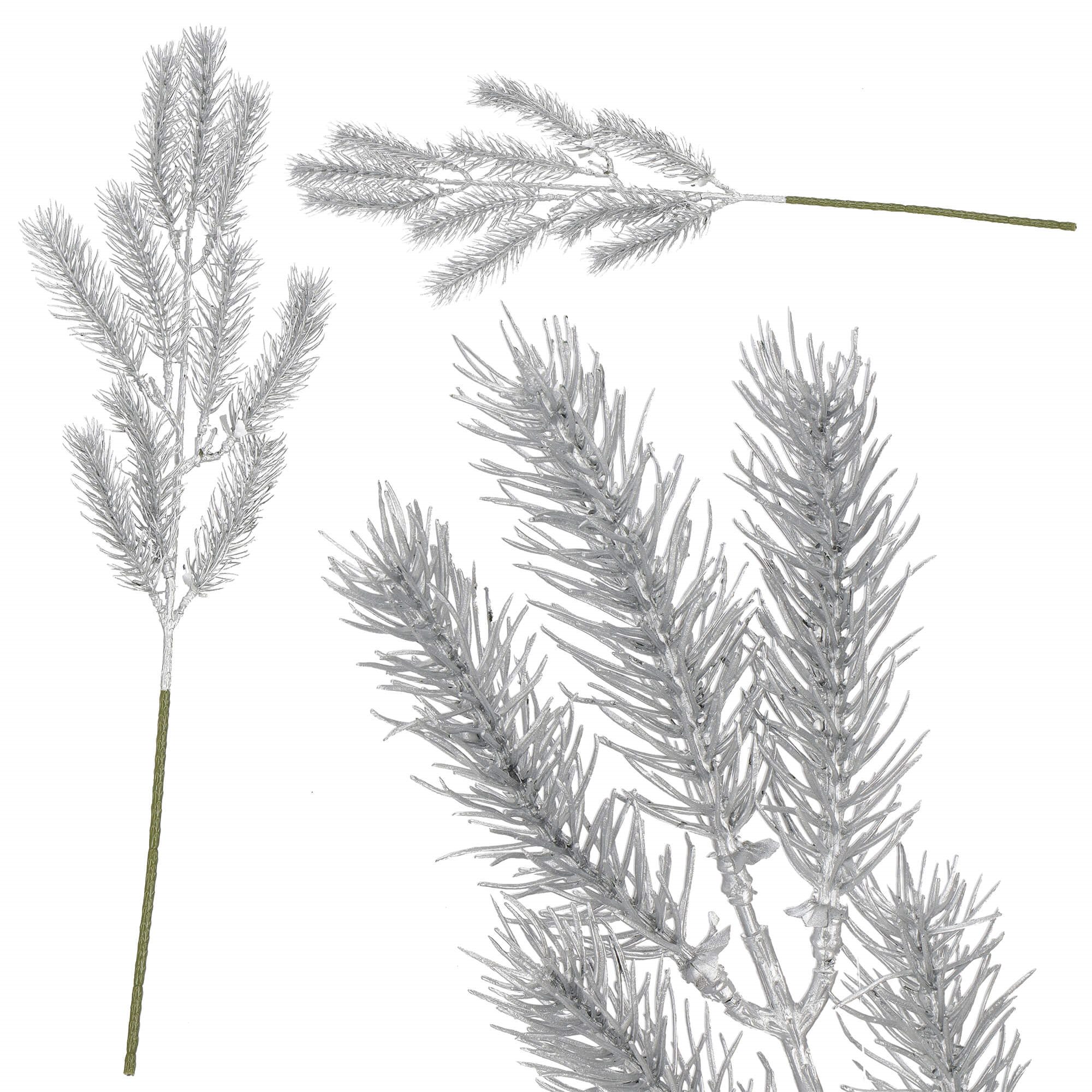 Dekoratyvinė šakelė springos, 47 cm, žalia/sidabrinė