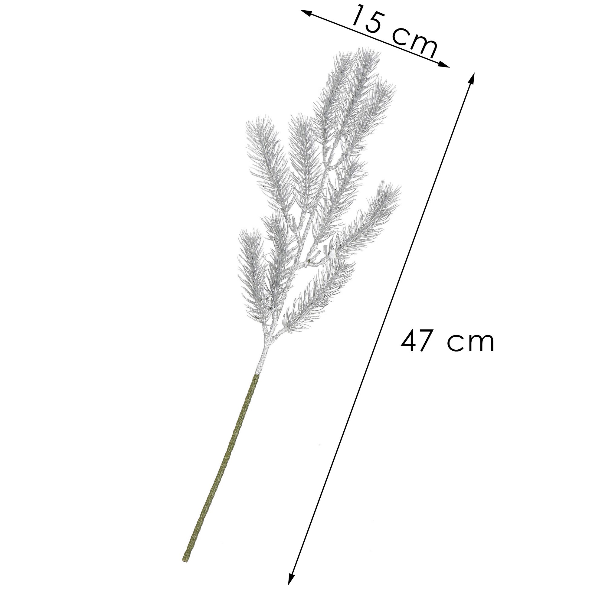 Dekoratyvinė šakelė springos, 47 cm, žalia/sidabrinė