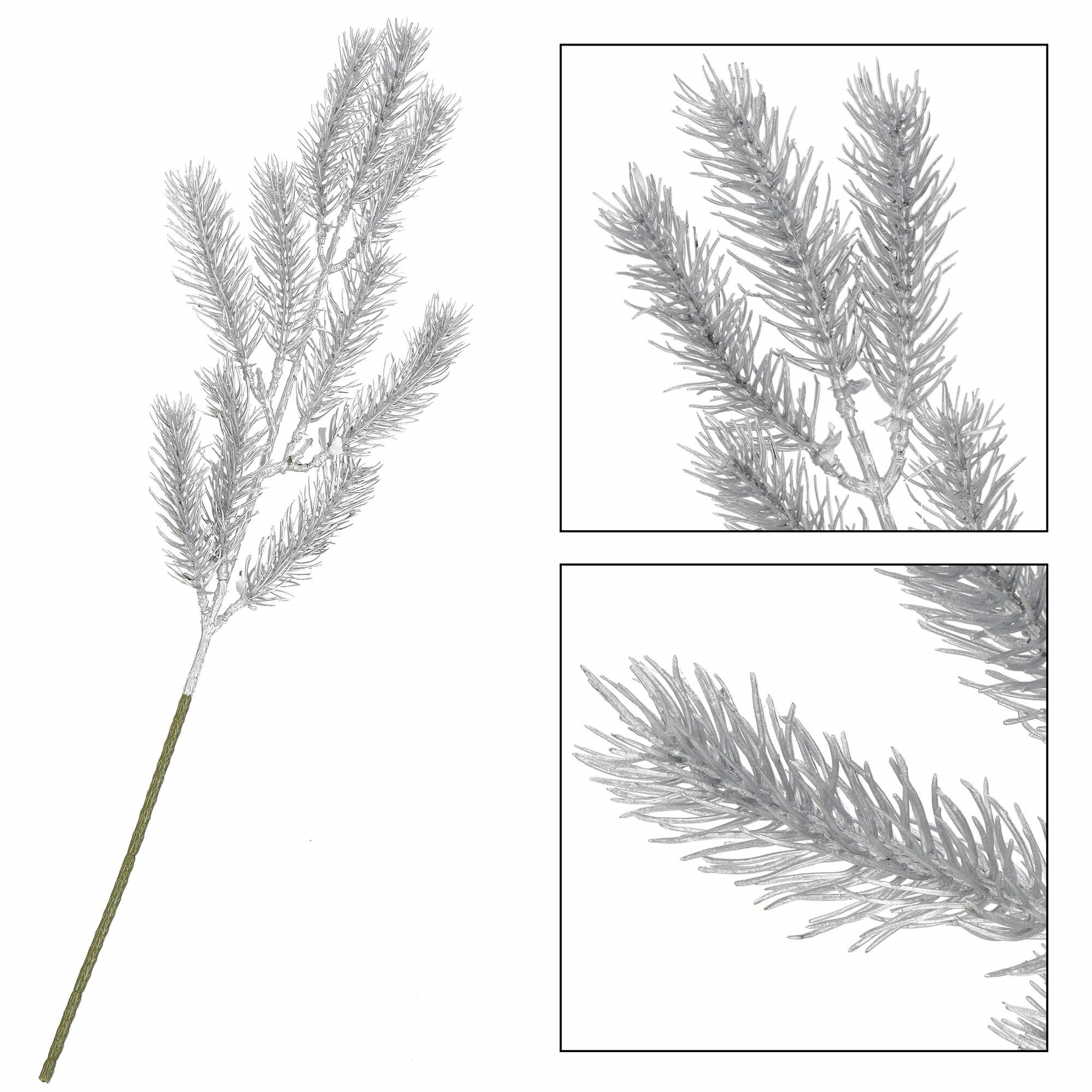 Dekoratyvinė šakelė springos, 47 cm, žalia/sidabrinė