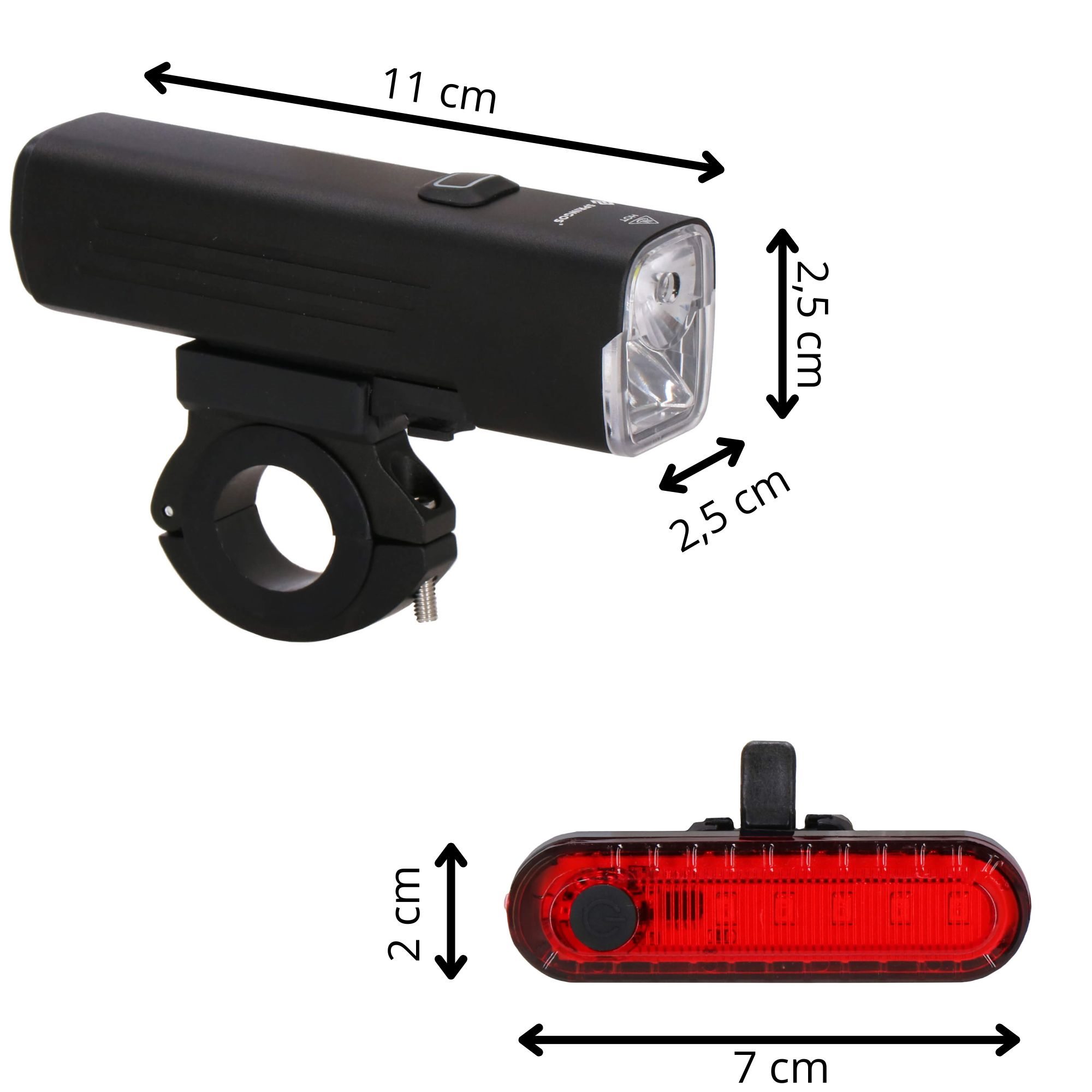 Dviračio žibintų rinkinys springos ba0081, 1000 lm, usb įkrovimas