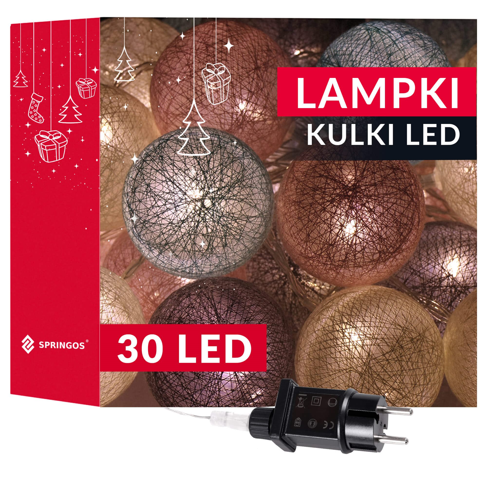 Girlianda springos 30 led rutuliukai šilta balta šviesa