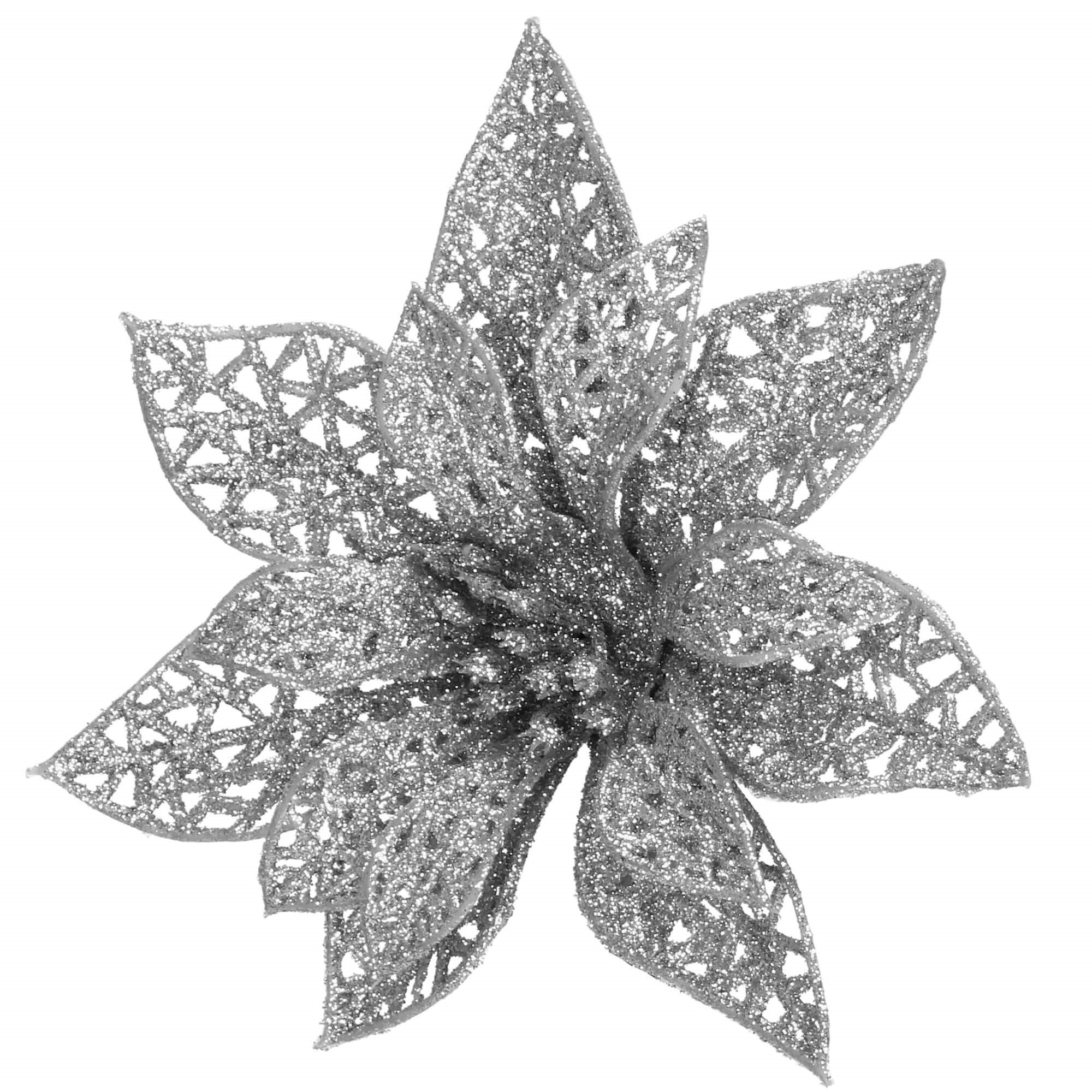 Kalėdinė puošmena poinsettia springos 10x10 cm 1