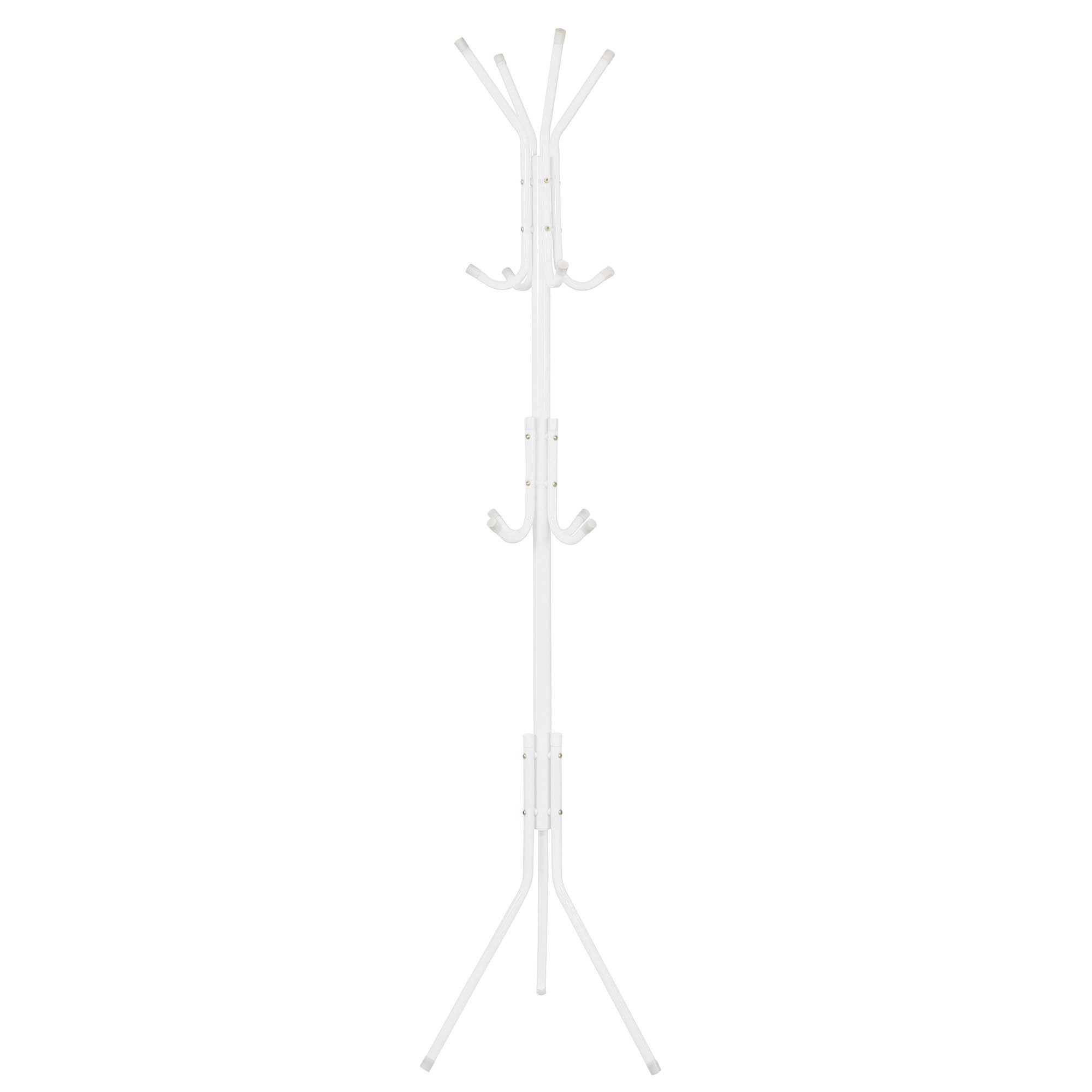 Drabužių kabykla, pastatoma, 12 kabliukų, balta, 177 cm
