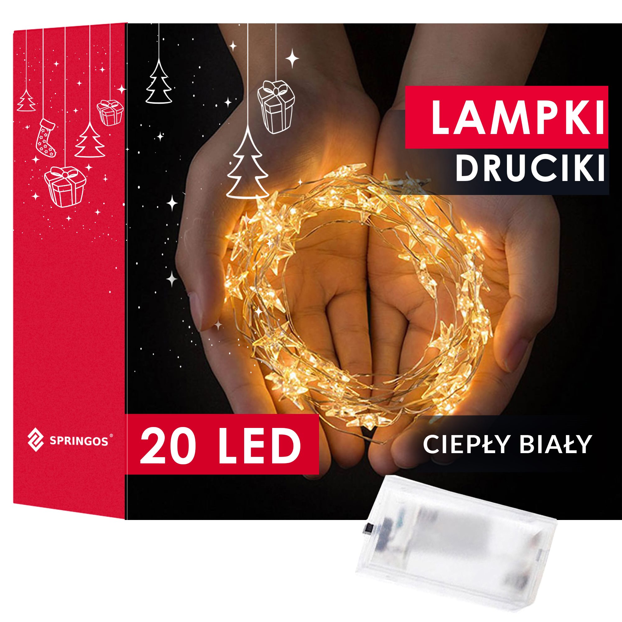 Led girlianda springos 50 diodų, šilta balta, 5,7 m