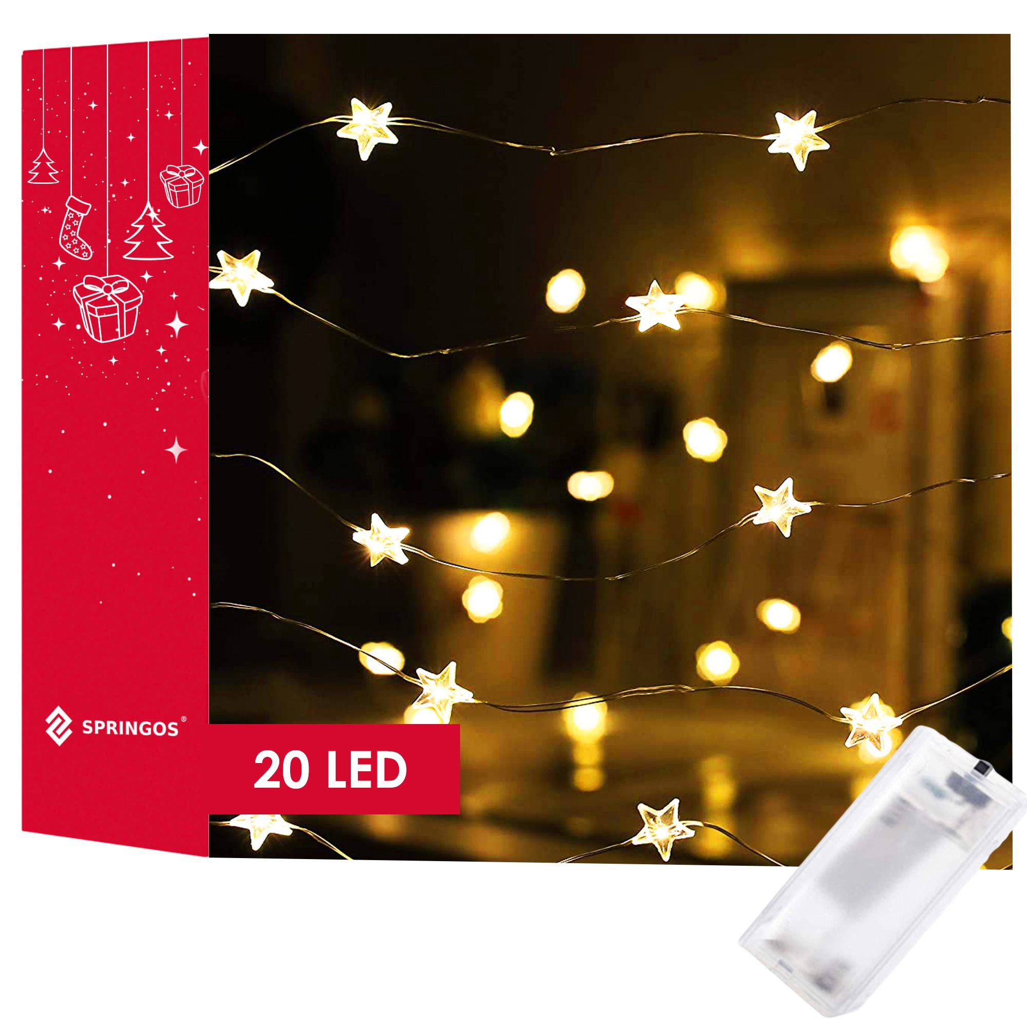 Led girlianda springos 50 diodų, šilta balta, 5,7 m