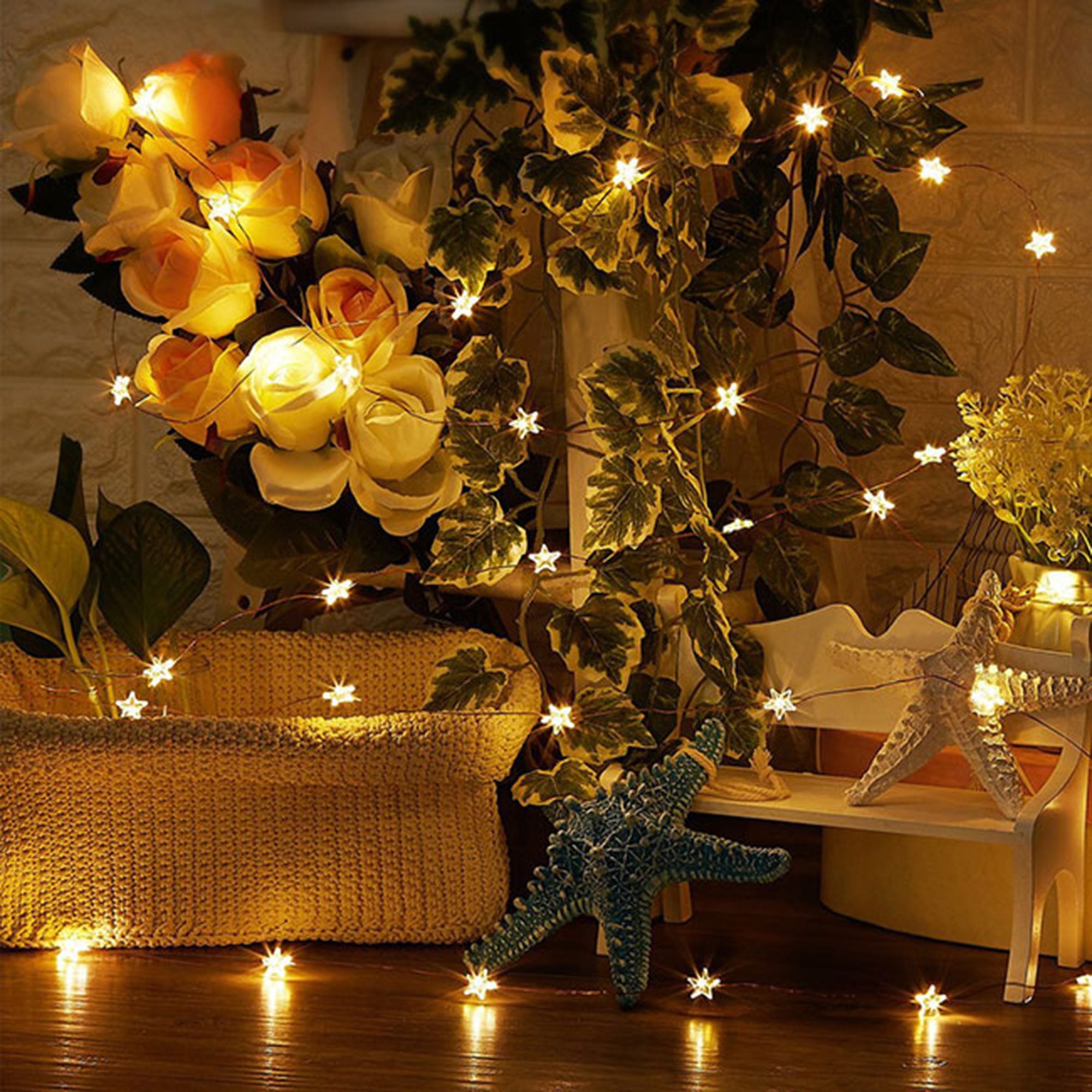 Led girlianda springos 50 diodų, šilta balta, 5,7 m