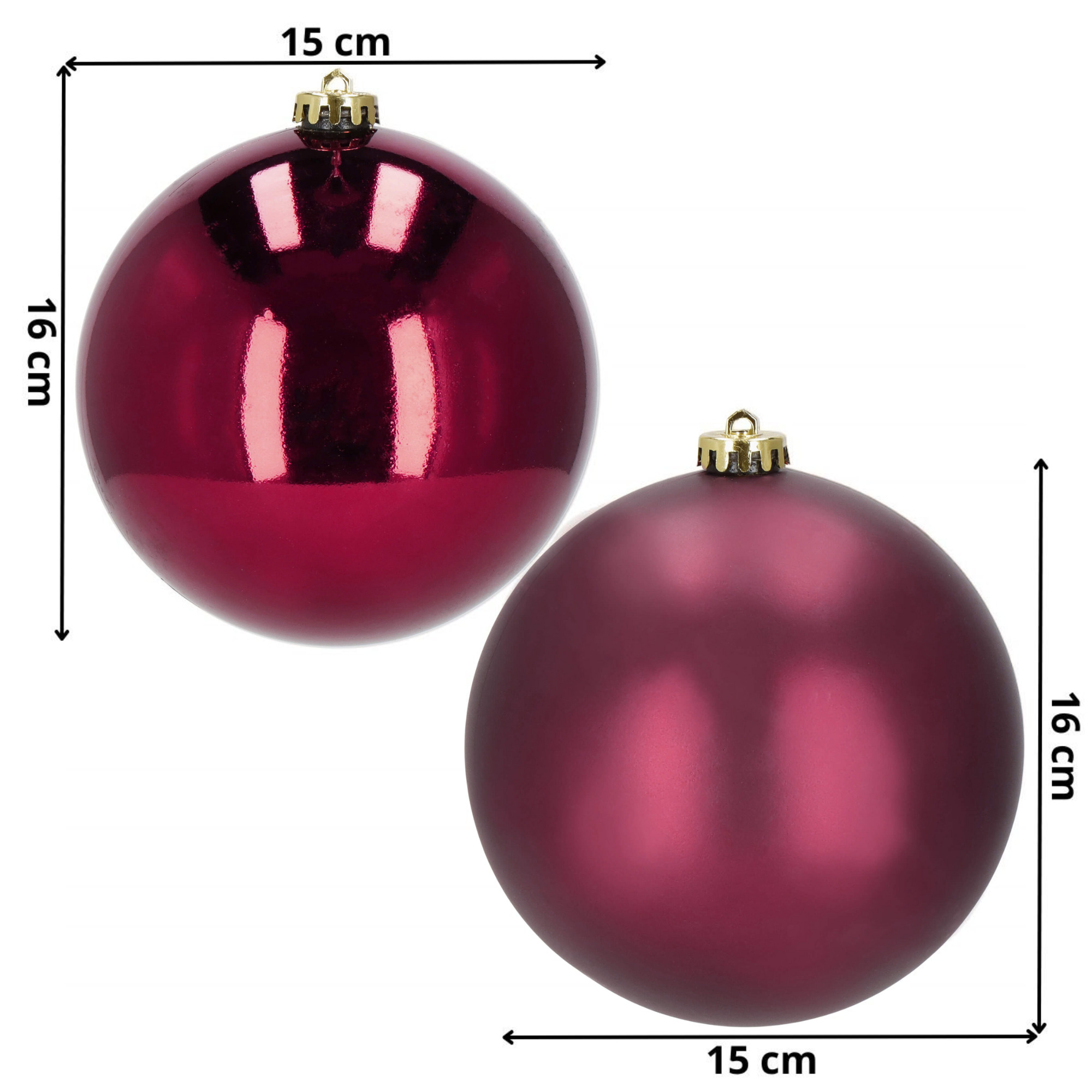Kalėdiniai žaisliukai springos ca1179, 15 cm, bordo, 2 vnt.