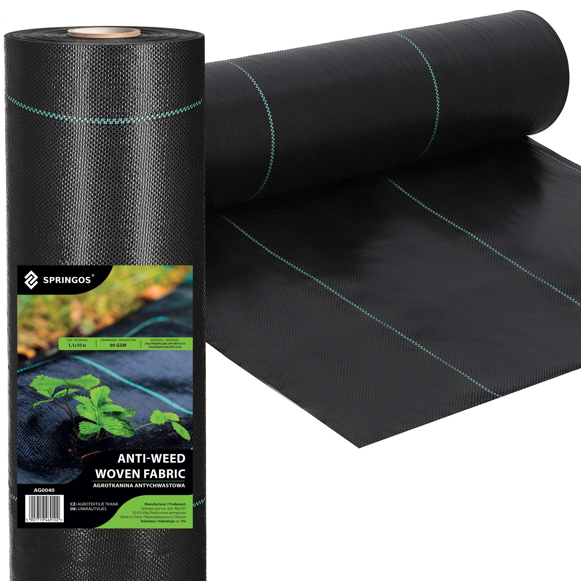 Agrotekstilė nuo piktžolių springos 90g/m² 1,1x10 m
