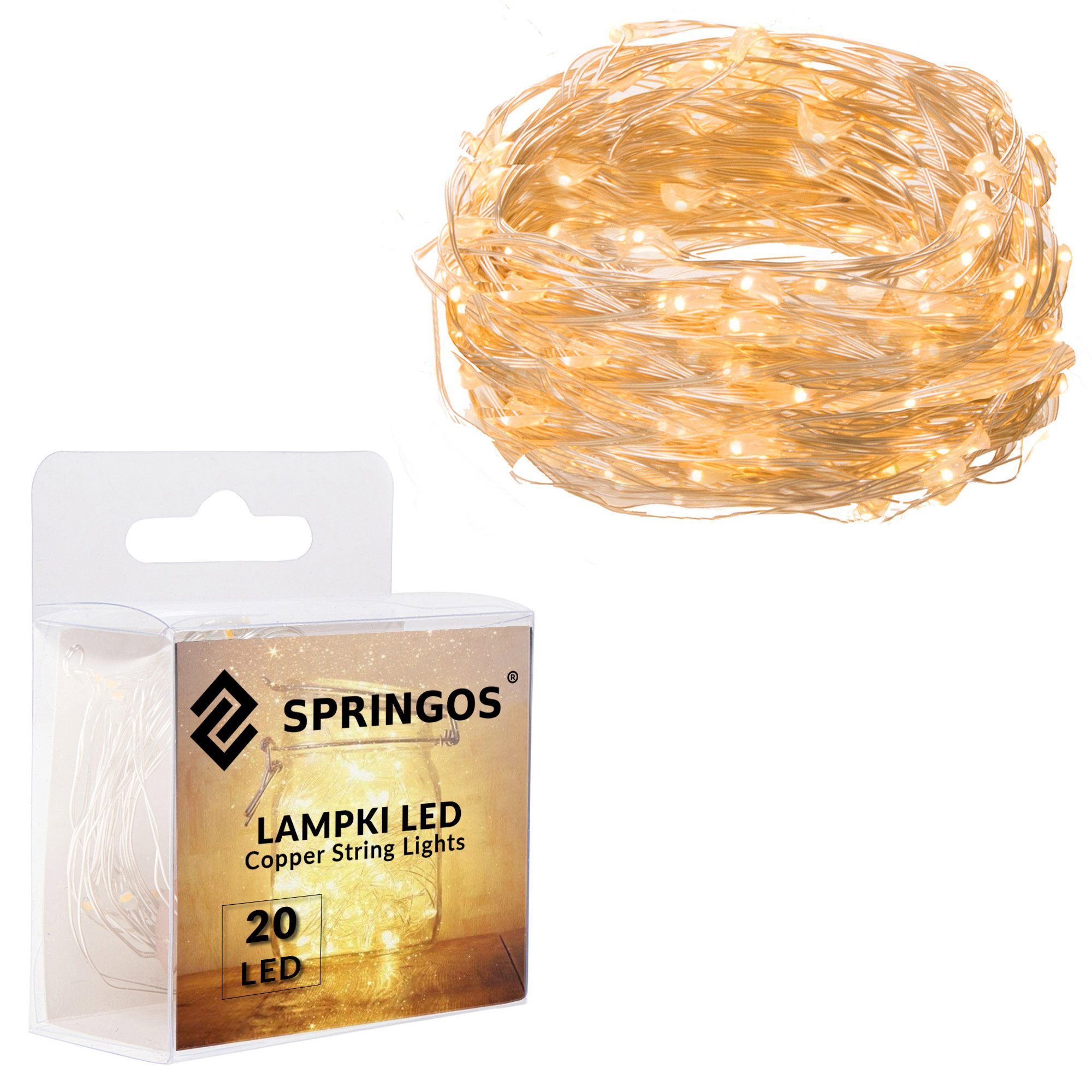 Led girlianda springos cl0026, šiltai balta, 1.9 m