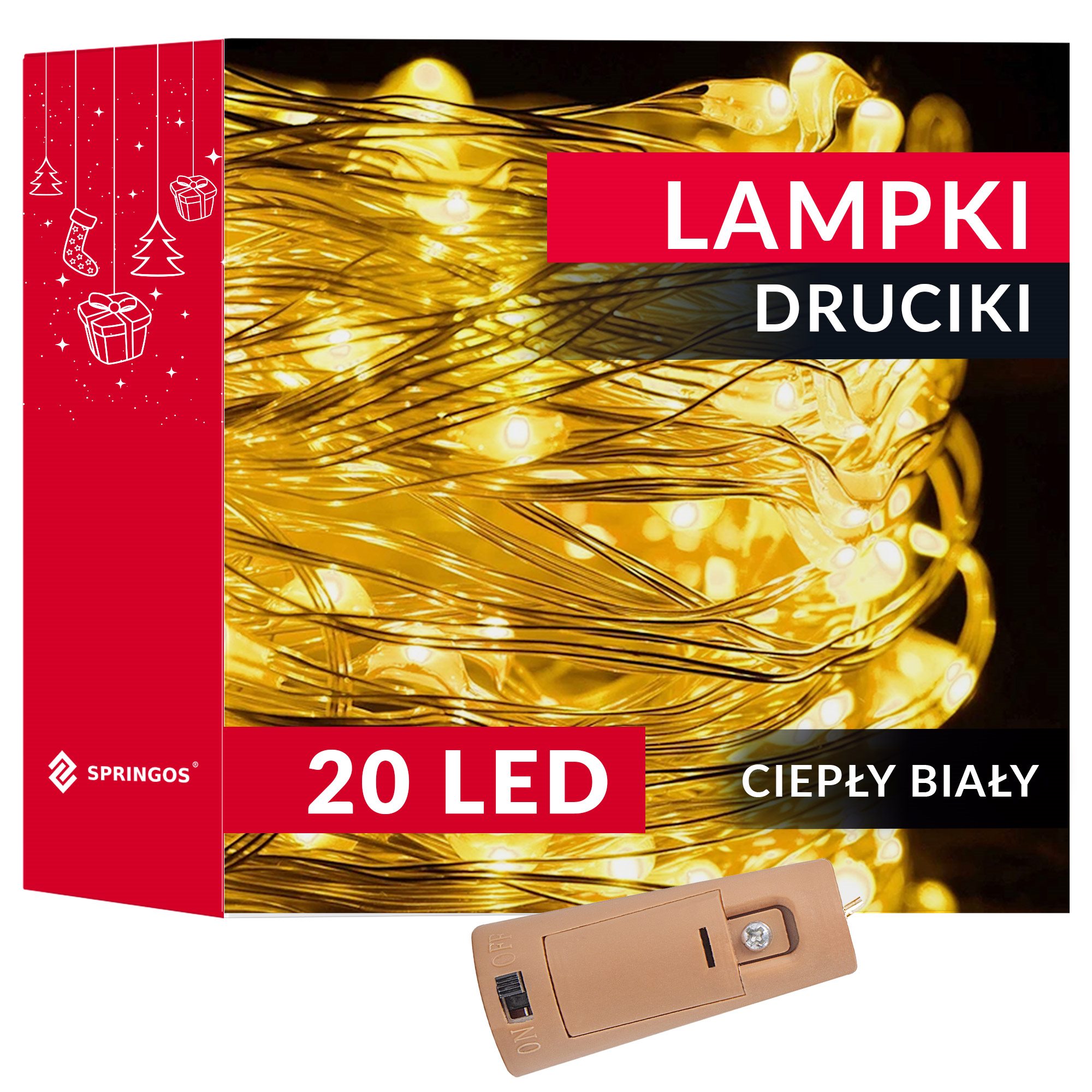 Led girlianda springos cl0026, šiltai balta, 1.9 m