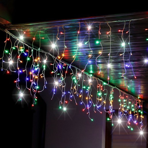 Varveklių girlianda 500 mikro led, daugiaspalvė su šaltai balta blykste