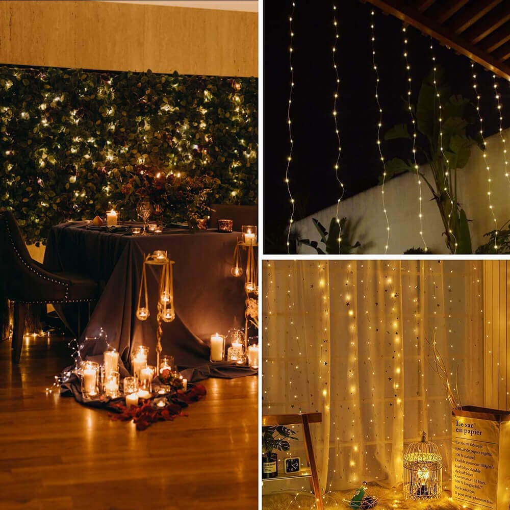 Kalėdinė girlianda springos 300 led, 3x3 m, šiltai balta